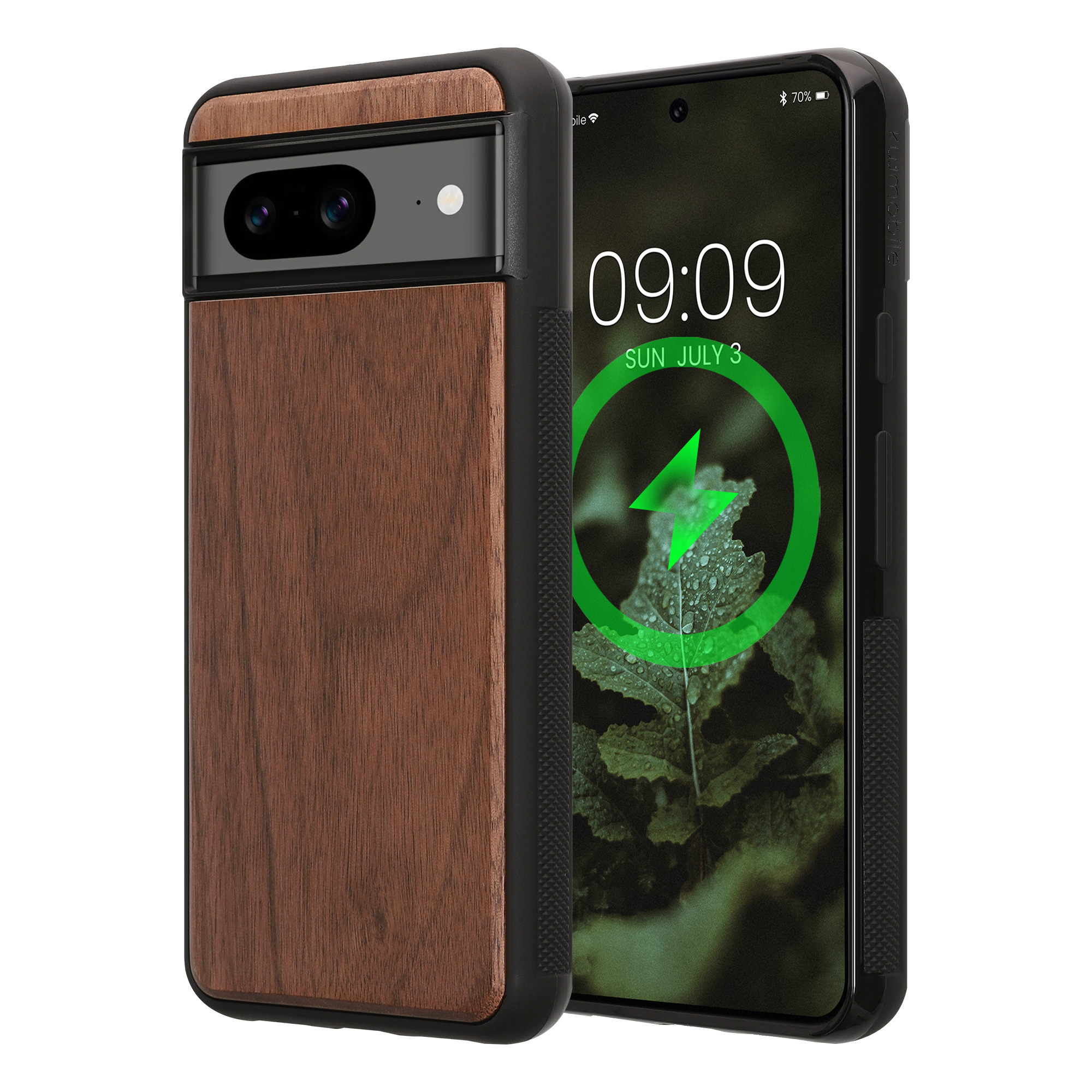 Ochranné pouzdro z pravého dřeva pro Google Pixel 8 kwmobile dřevěné - tmavě hnědý ořech