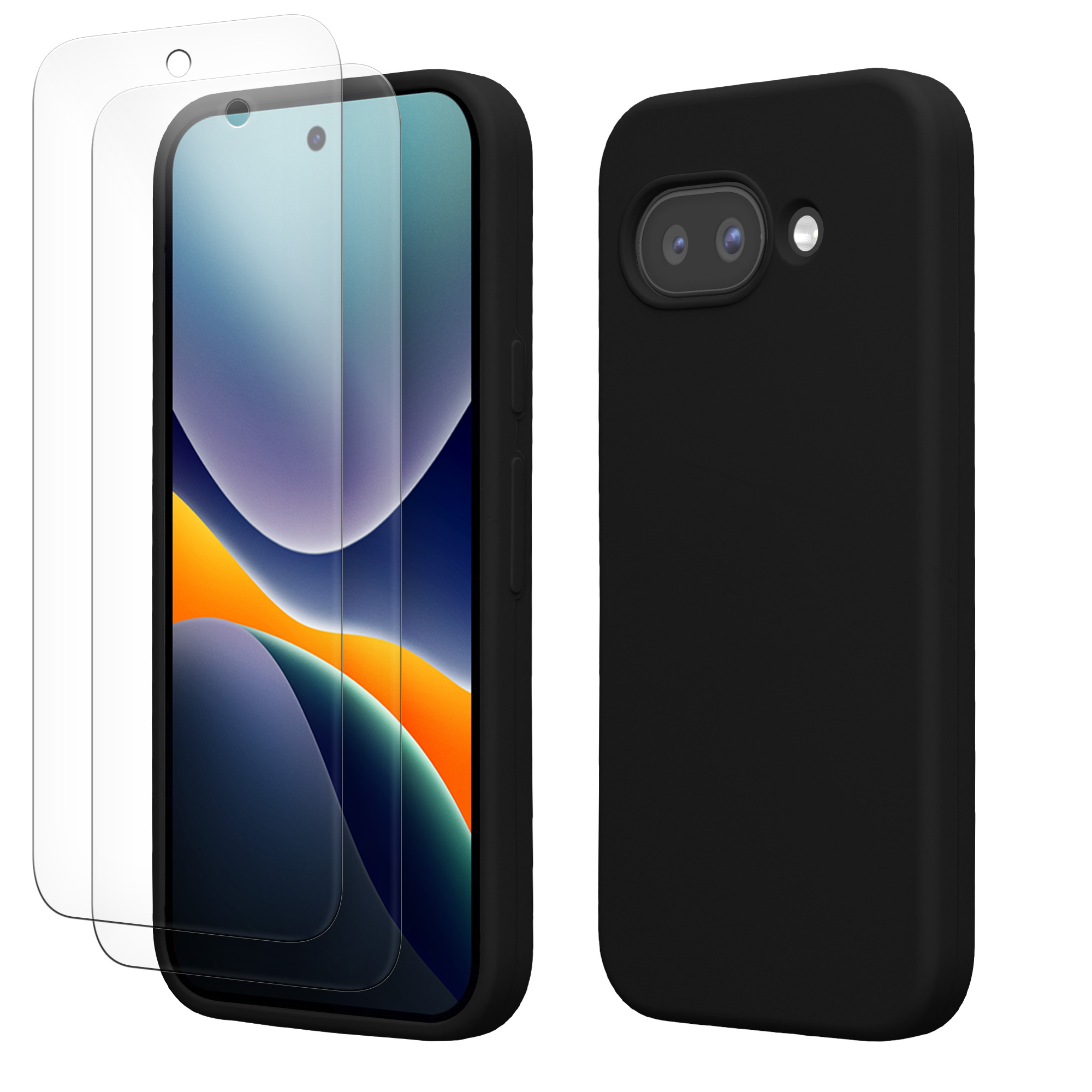 Pouzdro pro Google Pixel 9a se 2 tvrzenými ochrannými skly kwmobile - černá
