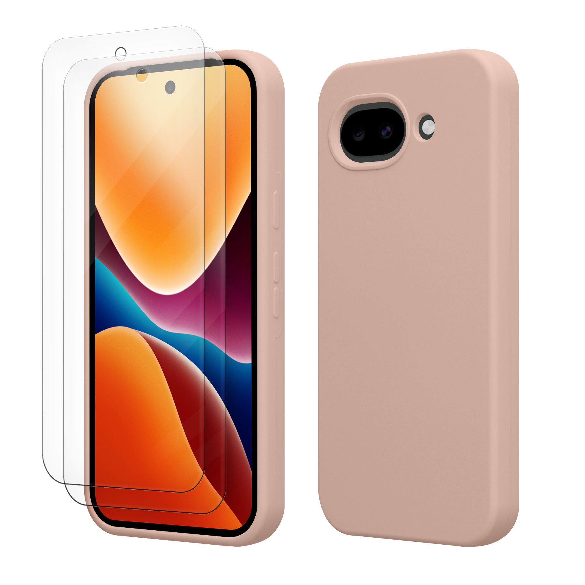 Pouzdro pro Google Pixel 10a se 2 tvrzenými ochrannými skly kwmobile - matná starorůžová
