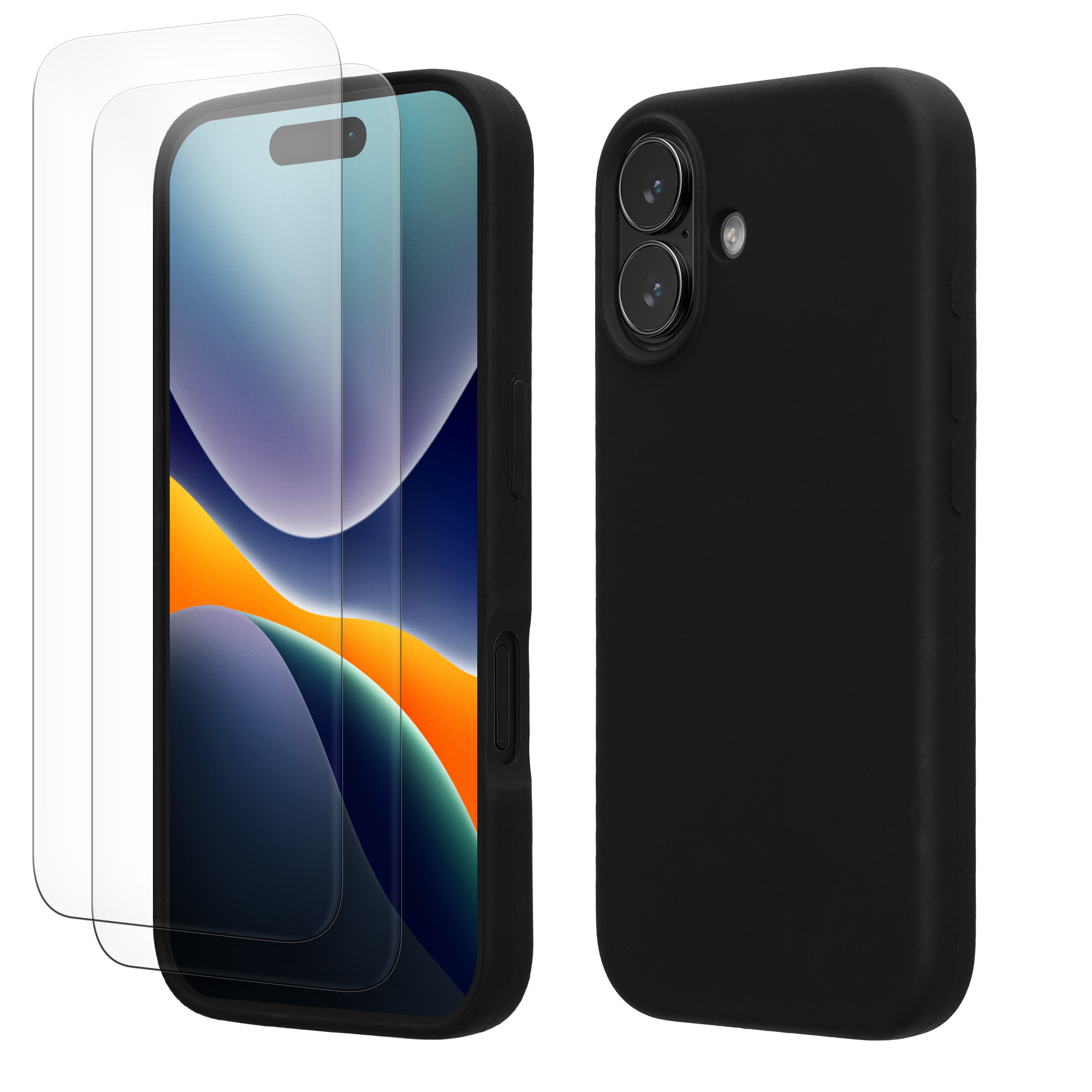Pouzdro pro Apple iPhone 17 se 2 tvrzenými ochrannými skly kwmobile - černá