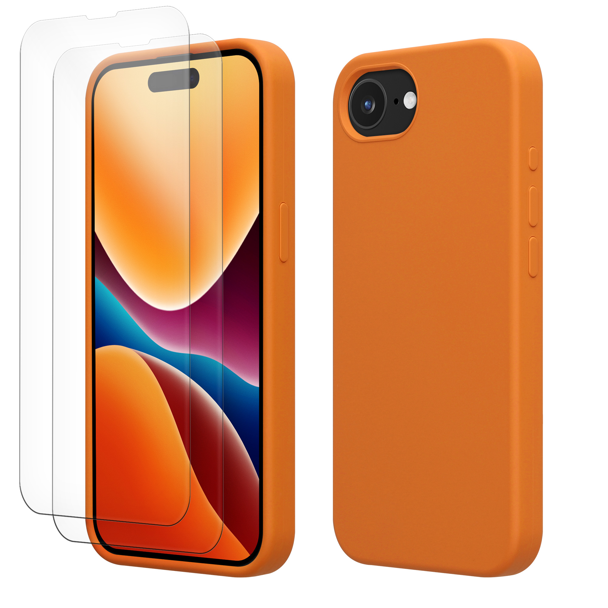 Pouzdro pro Apple iPhone 17e / iPhone 16e se 2 tvrzenými ochrannými skly kwmobile - ovocná oranžová