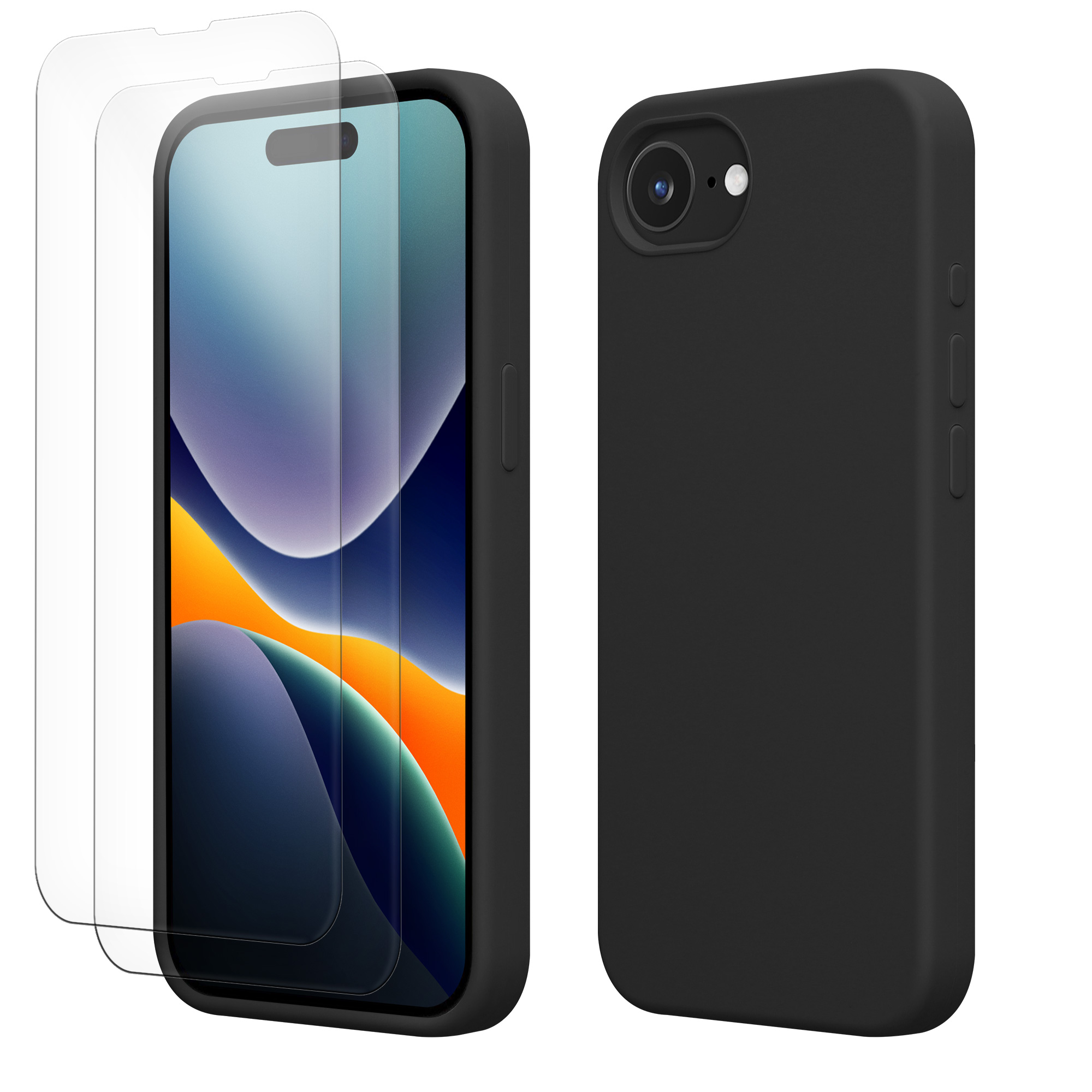 Pouzdro pro Apple iPhone 17e / iPhone 16e se 2 tvrzenými ochrannými skly kwmobile - černá