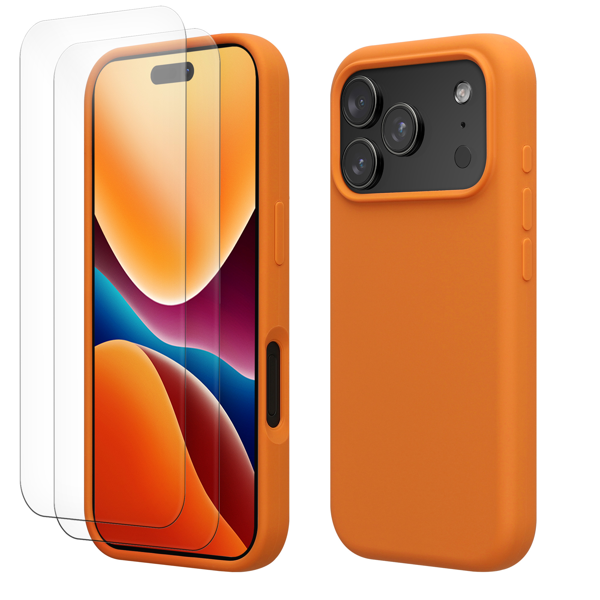 Pouzdro pro Apple iPhone 18 Pro / iPhone 17 Pro se 2 tvrzenými ochrannými skly kwmobile - ovocná oranžová