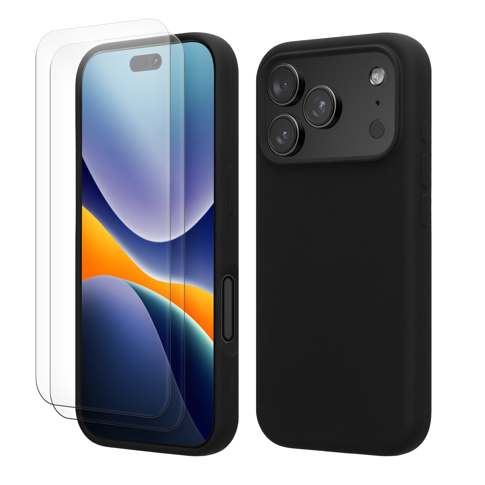 Kryt pro Apple iPhone 18 Pro / iPhone 17 Pro + 2 tvrzená ochranná skla na displej kwmobile ‑ černá