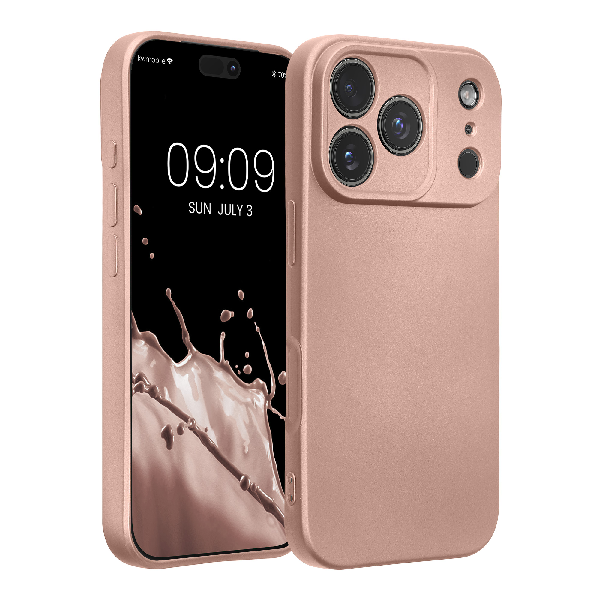 Pouzdro pro Apple iPhone 18 Pro / iPhone 17 Pro kwmobile metalické TPU - metalická růžové zlato