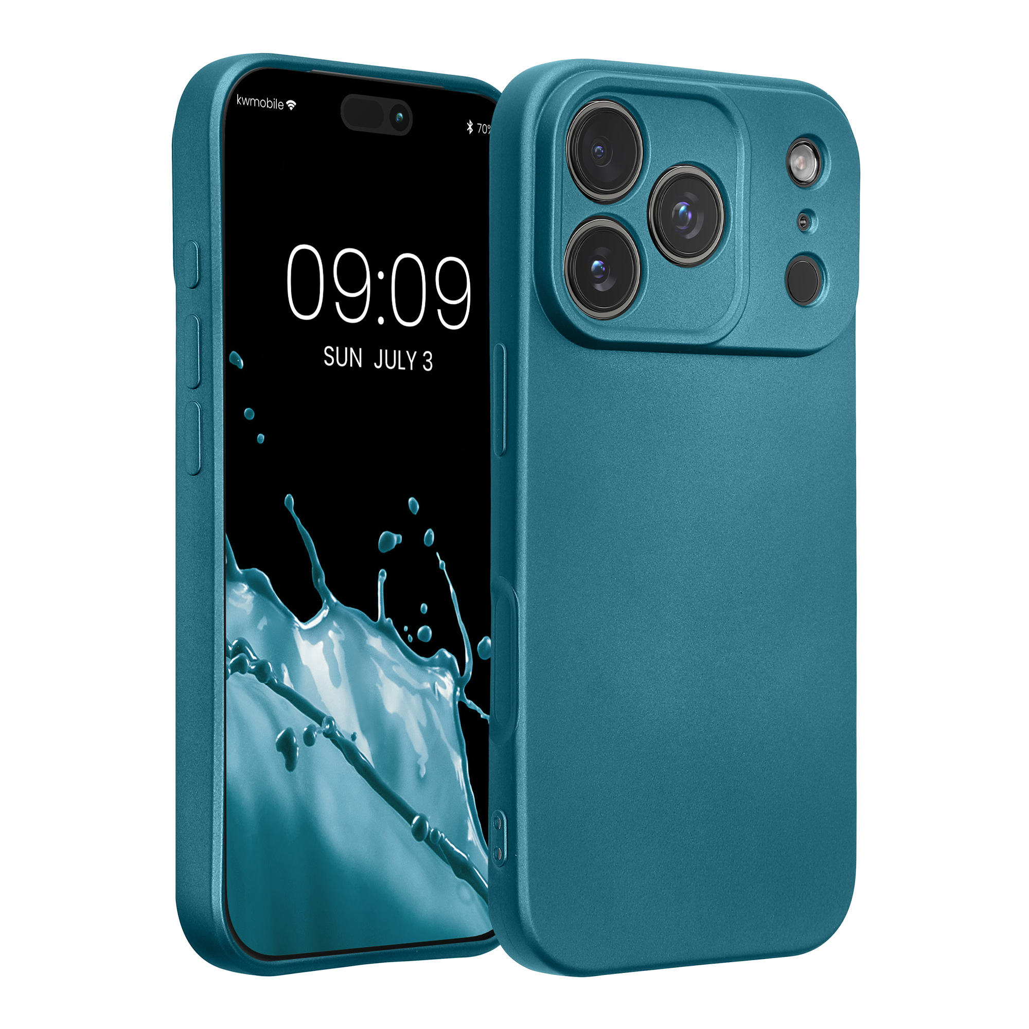 Pouzdro pro Apple iPhone 18 Pro / iPhone 17 Pro kwmobile metalické TPU - metalická karibská modrá