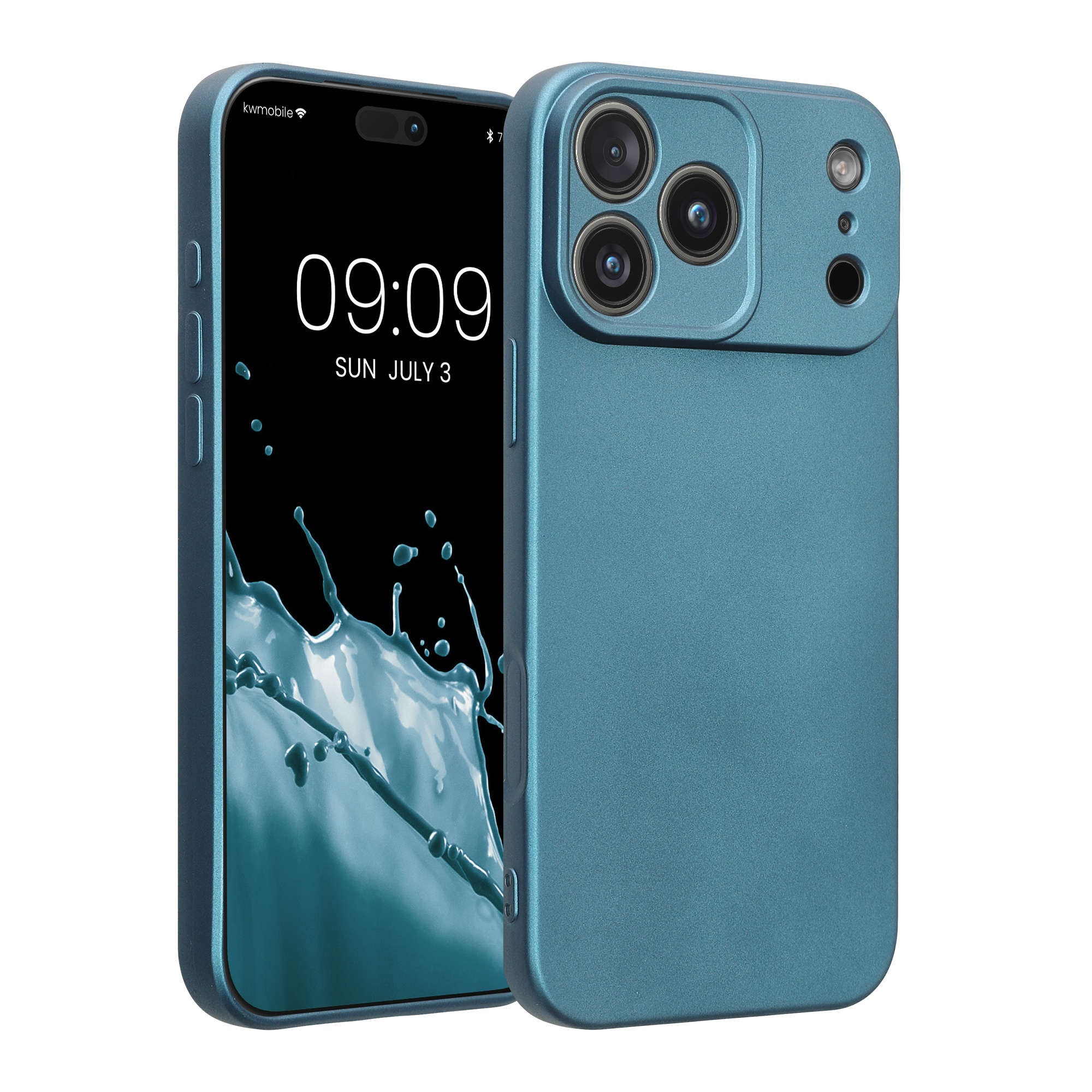 Pouzdro pro Apple iPhone 18 Pro Max / iPhone 17 Pro Max kwmobile metalické TPU - metalická karibská modrá