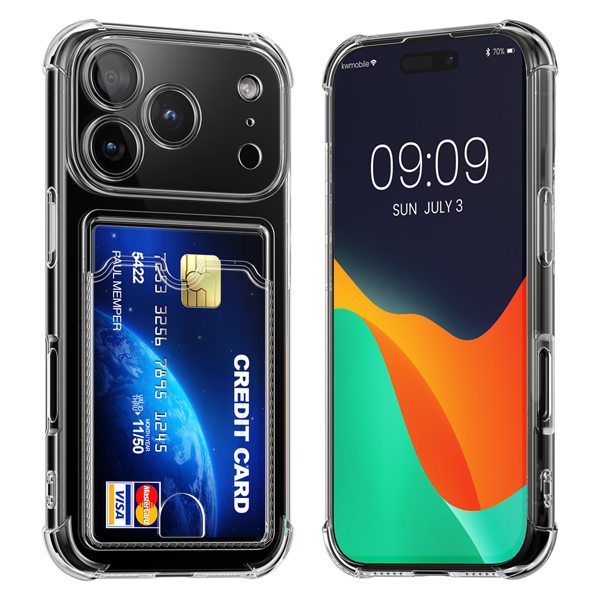 TPU pouzdro s kapsou na kartu pro Apple iPhone 18 Pro / iPhone 17 Pro kwmobile kapsa na kartu - transparentní