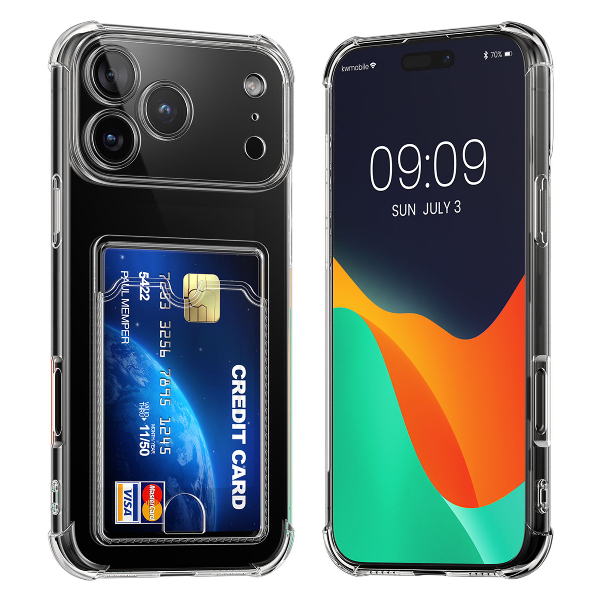 TPU pouzdro s kapsou na kartu pro Apple iPhone 18 Pro Max / iPhone 17 Pro Max kwmobile kapsa na kartu - transparentní