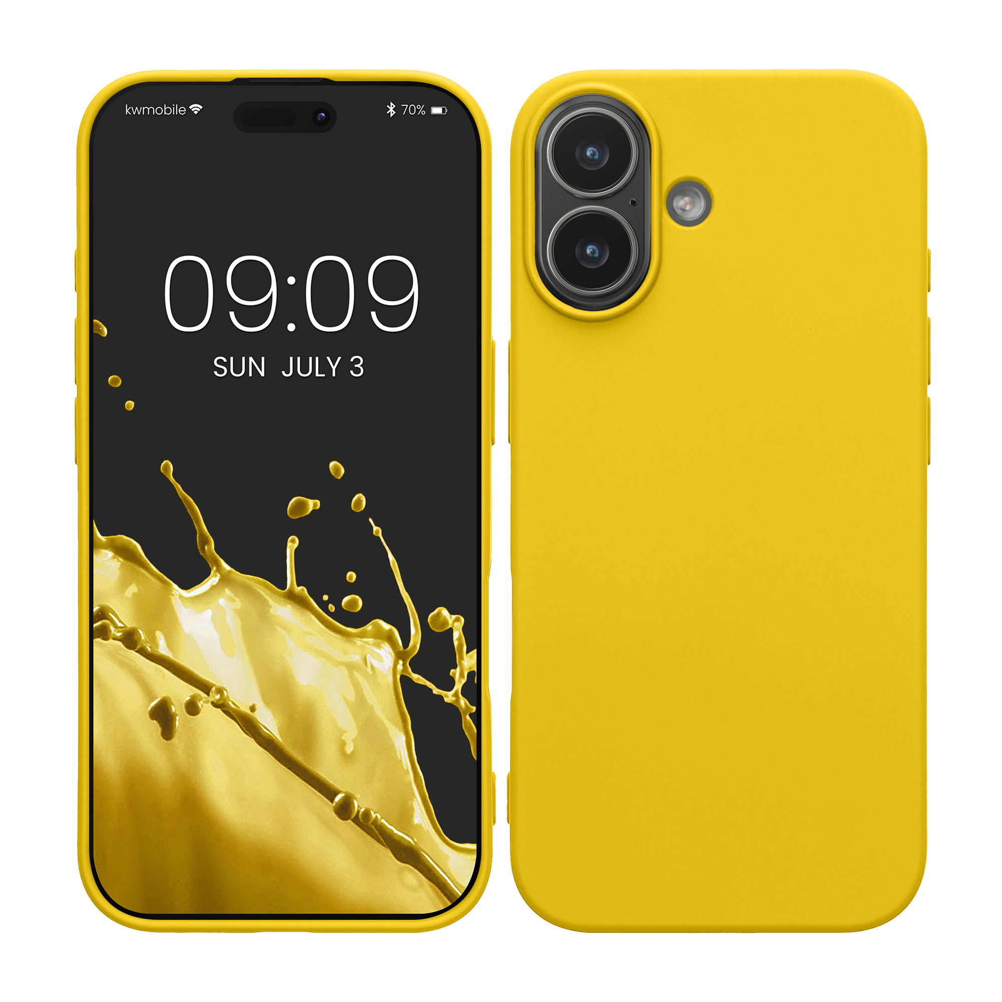 Pouzdro pro Apple iPhone 17 kwmobile tenké ochranné silikonové - zářivě žlutá