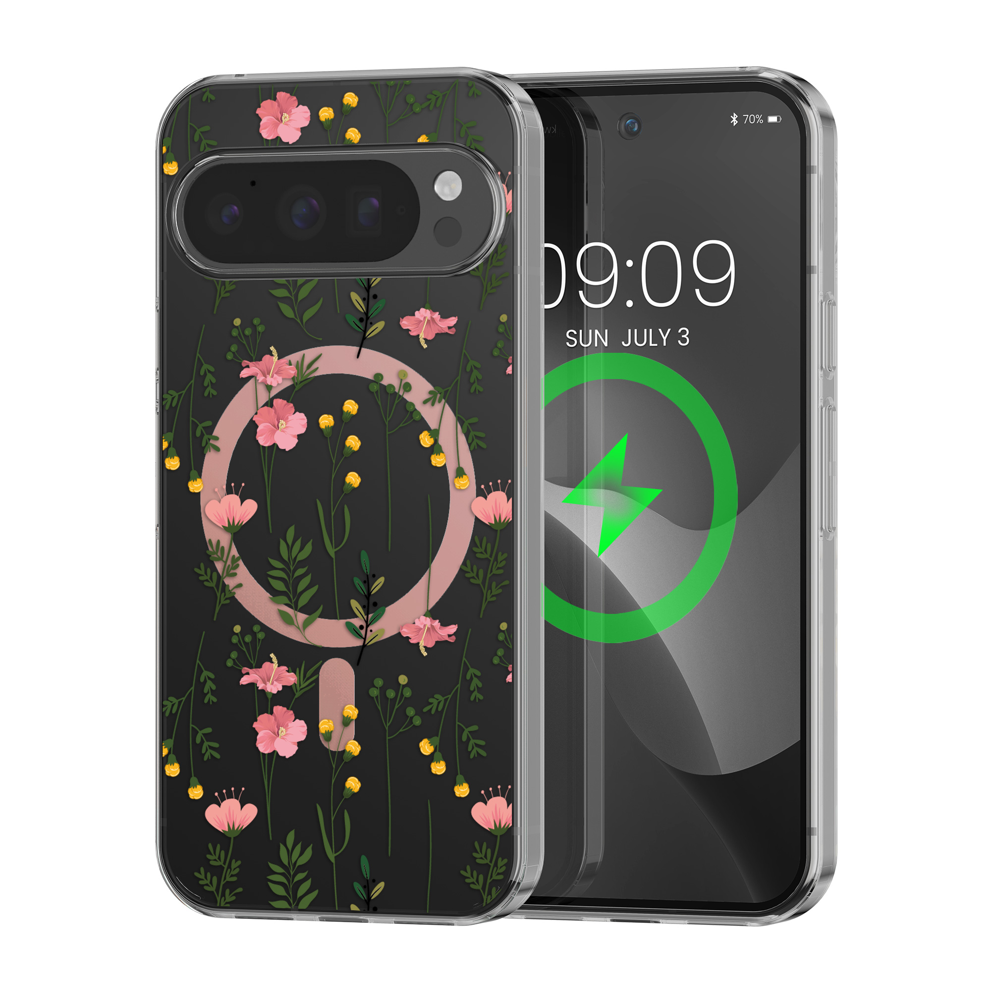 Čiré pouzdro na telefon pro Google Pixel 9 / Pixel 9 Pro kwmobile MagSafe TPU - motiv nenápadné polní květiny