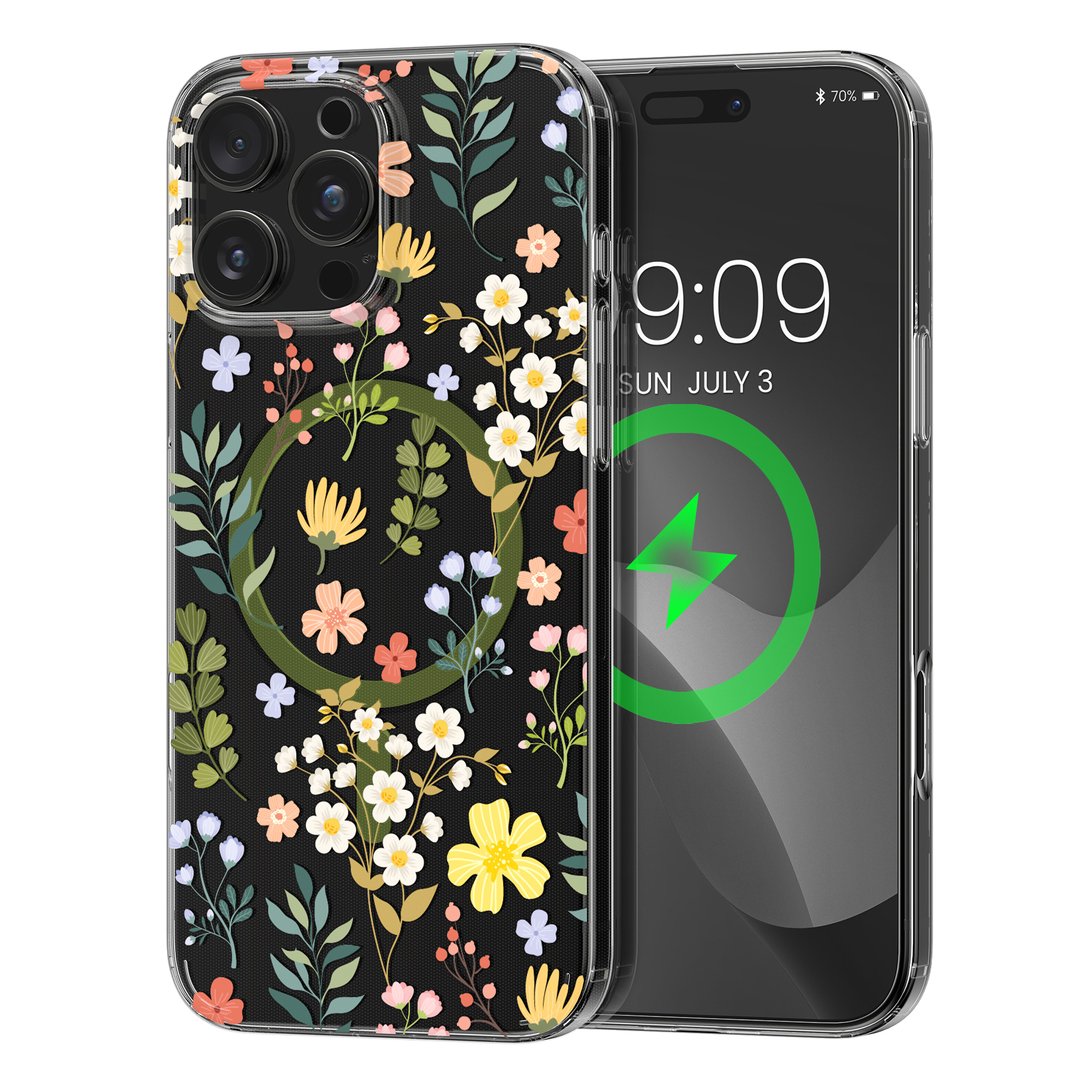 Čiré pouzdro na telefon pro Apple iPhone 16 Pro Max kwmobile MagSafe TPU - motiv okouzlující květiny