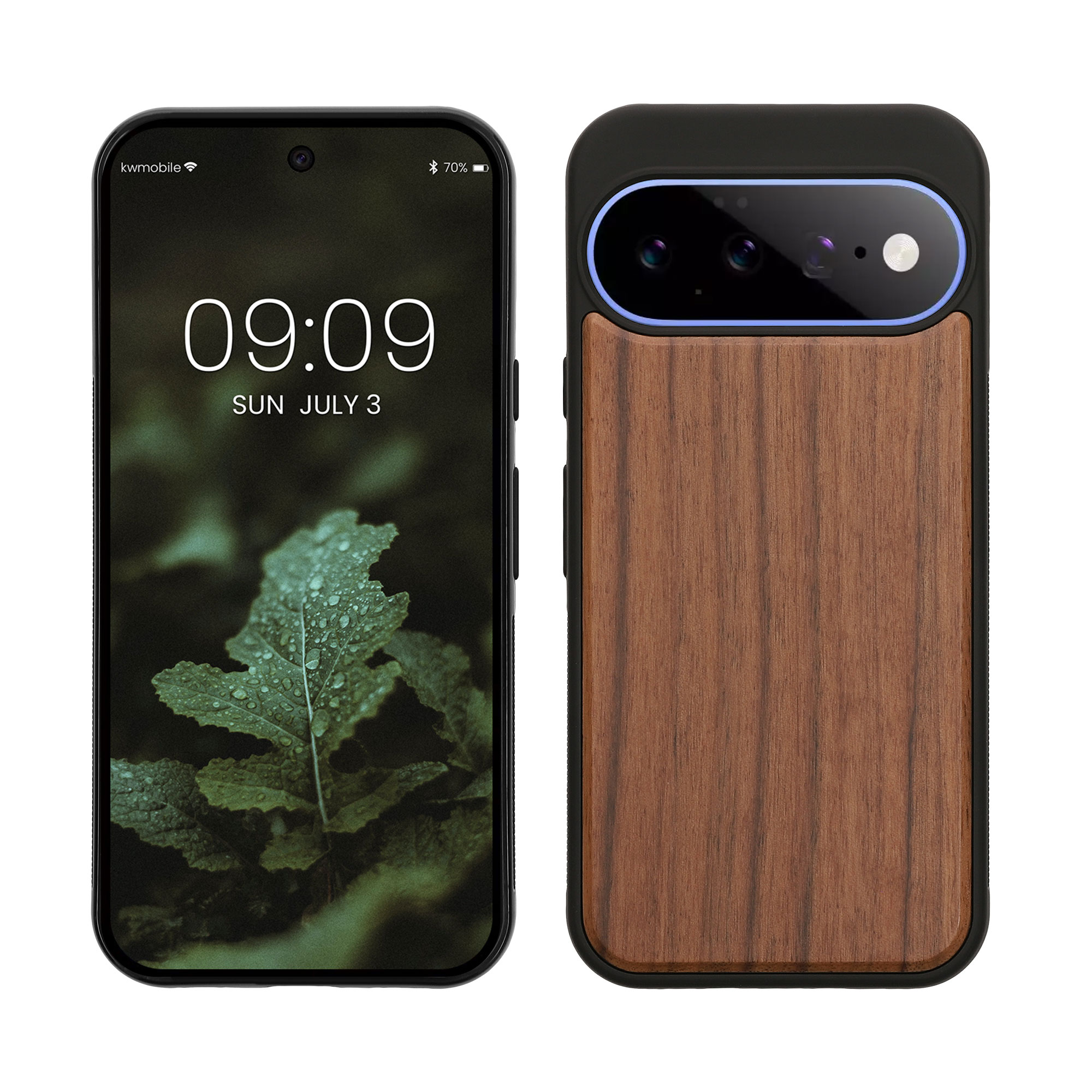 Dřevěné pouzdro pro Google Pixel 11 kwmobile - tvrdý obal v tmavě hnědé barvě