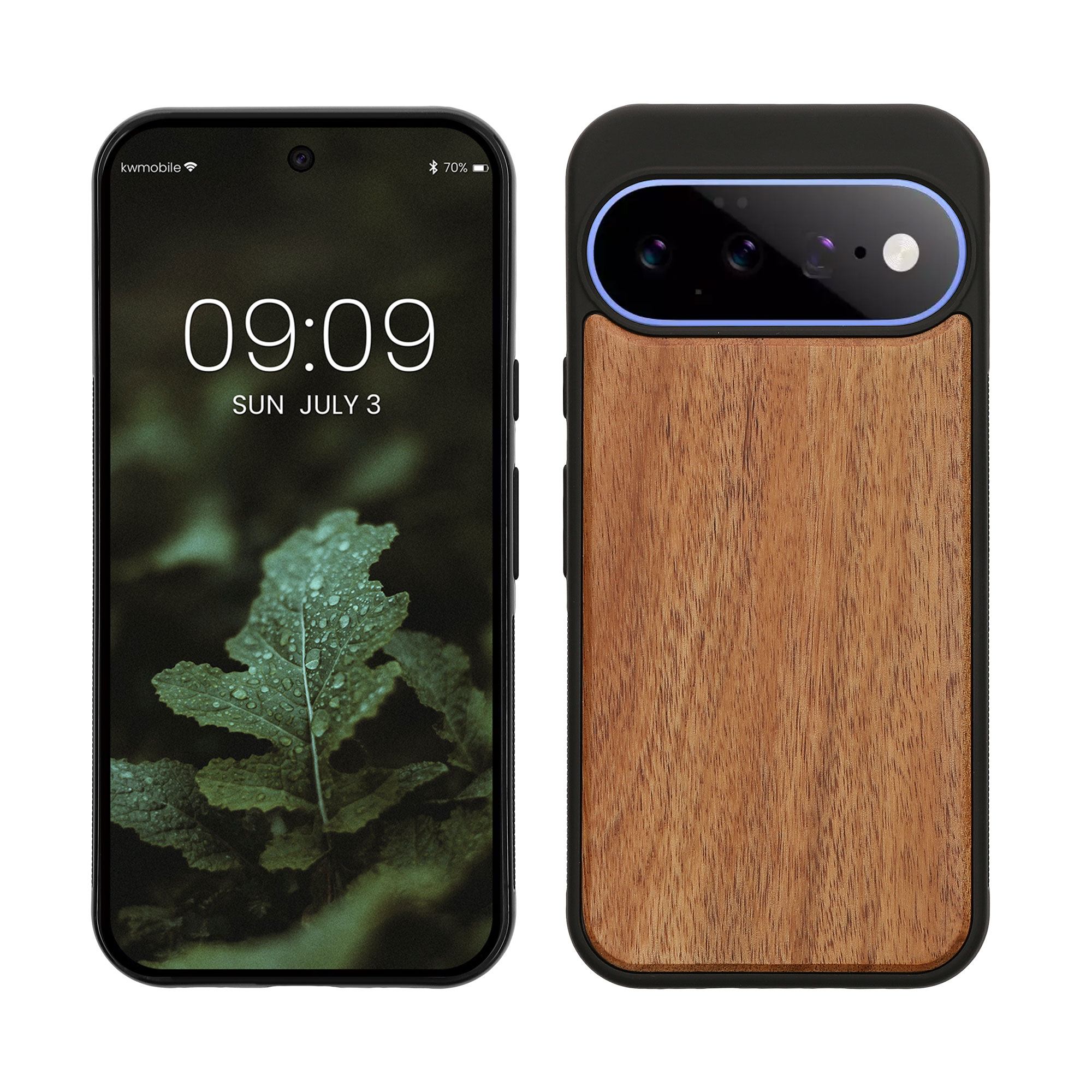Dřevěné pouzdro pro Google Pixel 11 kwmobile - tvrdý obal vintage hnědá / hnědá