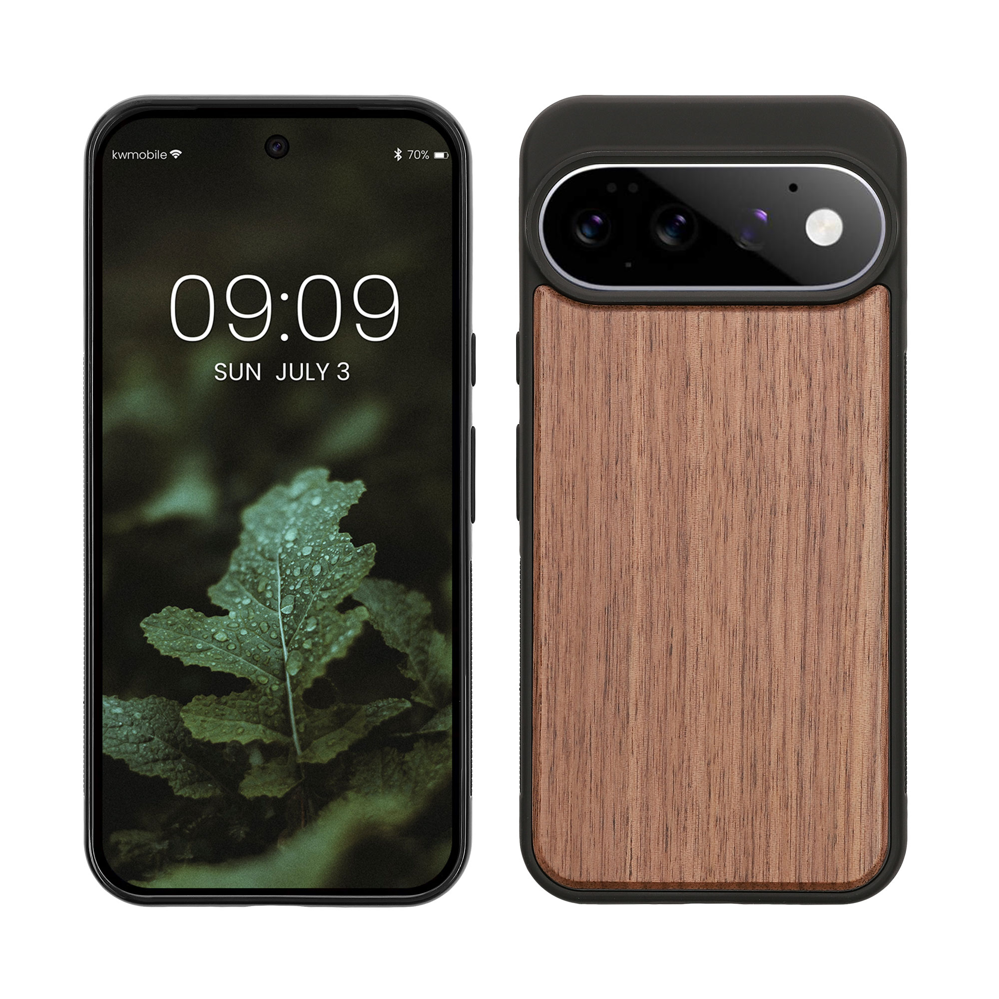 Dřevěné pouzdro pro Google Pixel 11 Pro XL kwmobile - tvrdý obal v tmavě hnědé barvě
