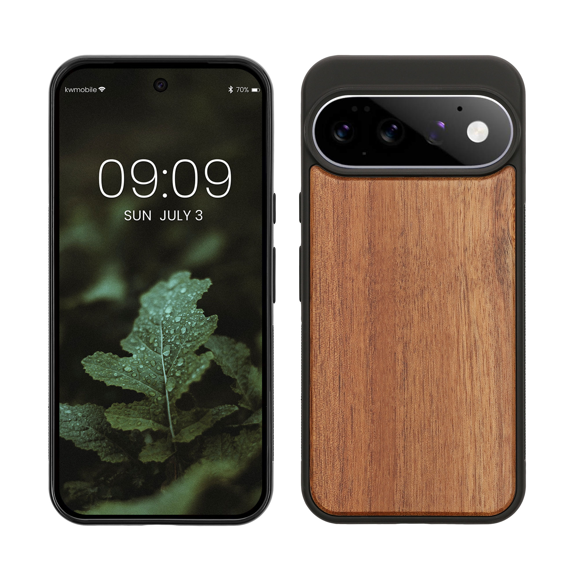 Dřevěné pouzdro pro Google Pixel 11 Pro XL kwmobile - tvrdý obal vintage hnědá / hnědá