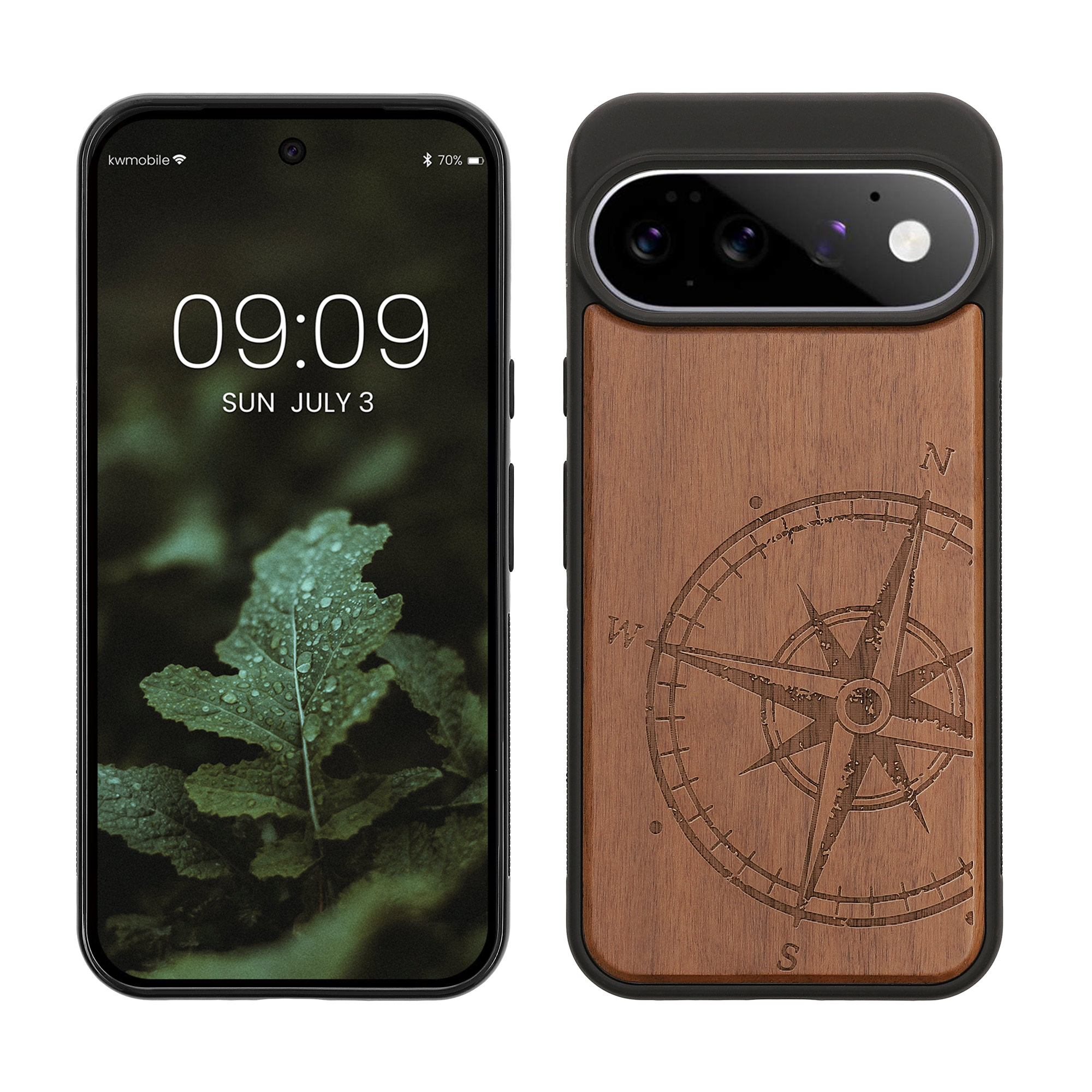 Dřevěné pouzdro pro Google Pixel 11 Pro XL kwmobile - tvrdý obal v tmavě hnědé barvě