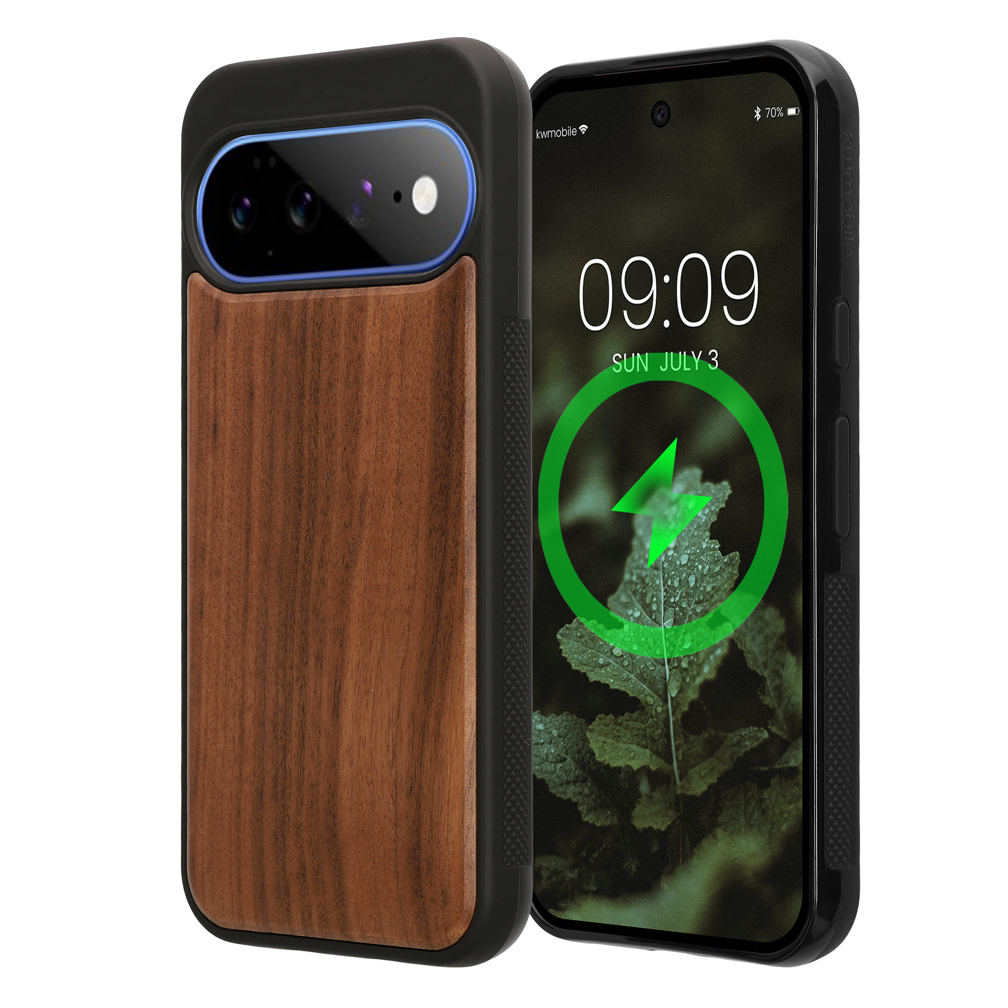 Ochranné pouzdro z pravého dřeva pro Google Pixel 11 kwmobile dřevěné - dřevo, tmavě hnědá