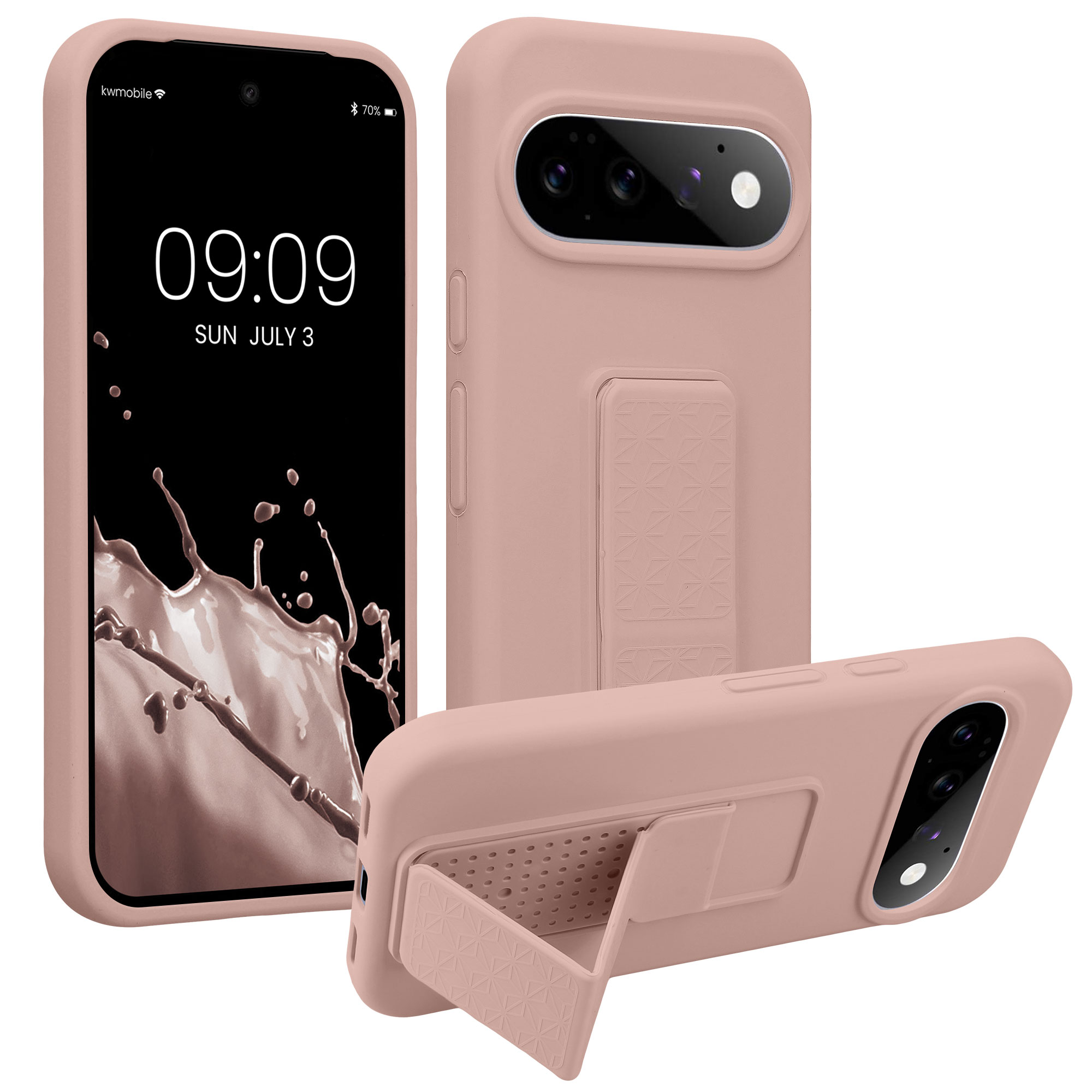 Pouzdro pro Google Pixel 11 kwmobile se stojánkem s poutkem silikonové - starorůžová