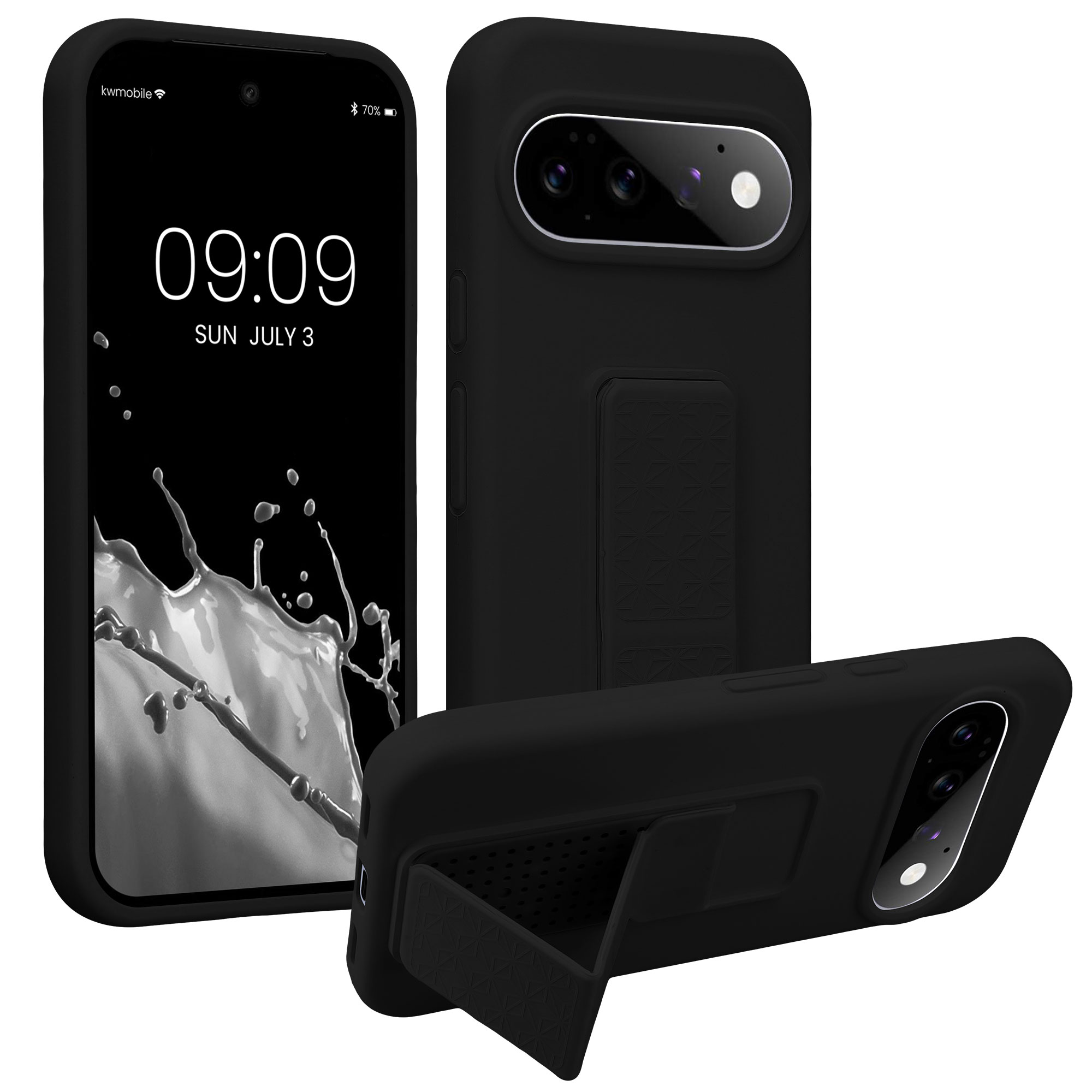 Pouzdro pro Google Pixel 11 kwmobile se stojánkem s poutkem silikonové - černá