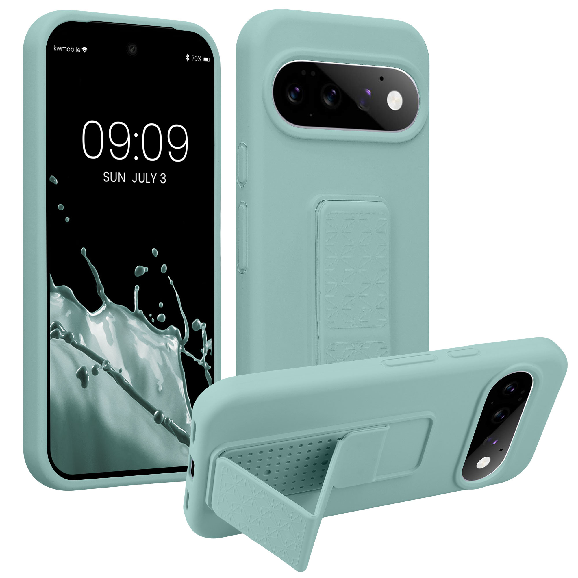 Pouzdro pro Google Pixel 11 kwmobile se stojánkem s poutkem silikonové - mátová