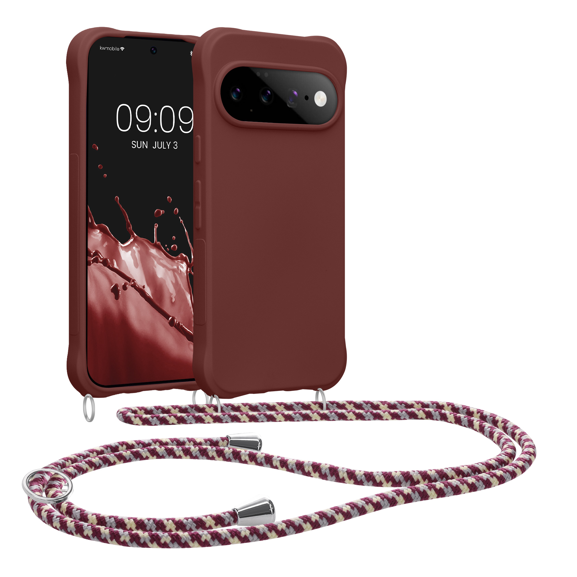 Pouzdro s popruhem (crossbody) pro Google Pixel 11 kwmobile silikonové - vínově fialová