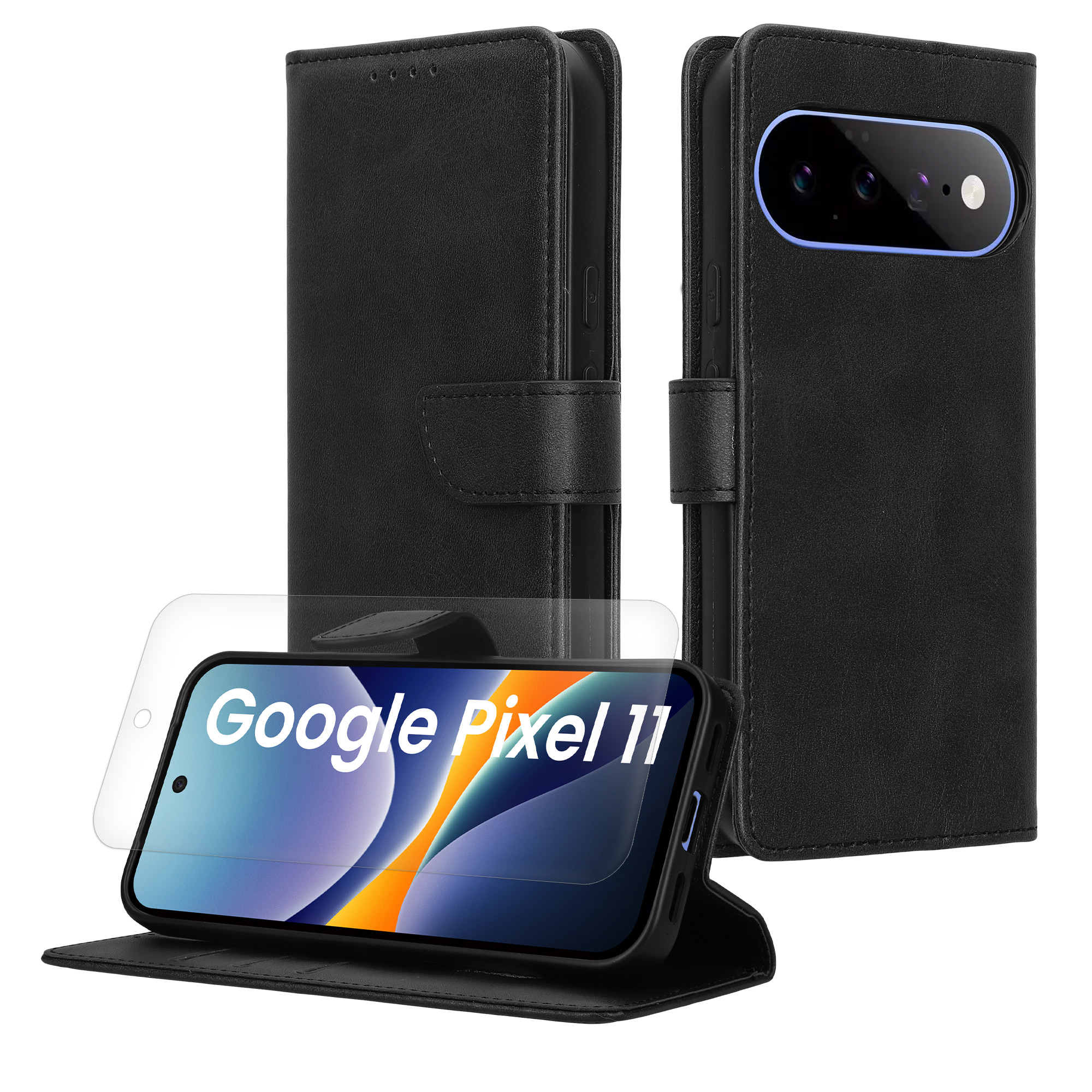 Pouzdro z eko kůže pro Google Pixel 11 kwmobile - černá