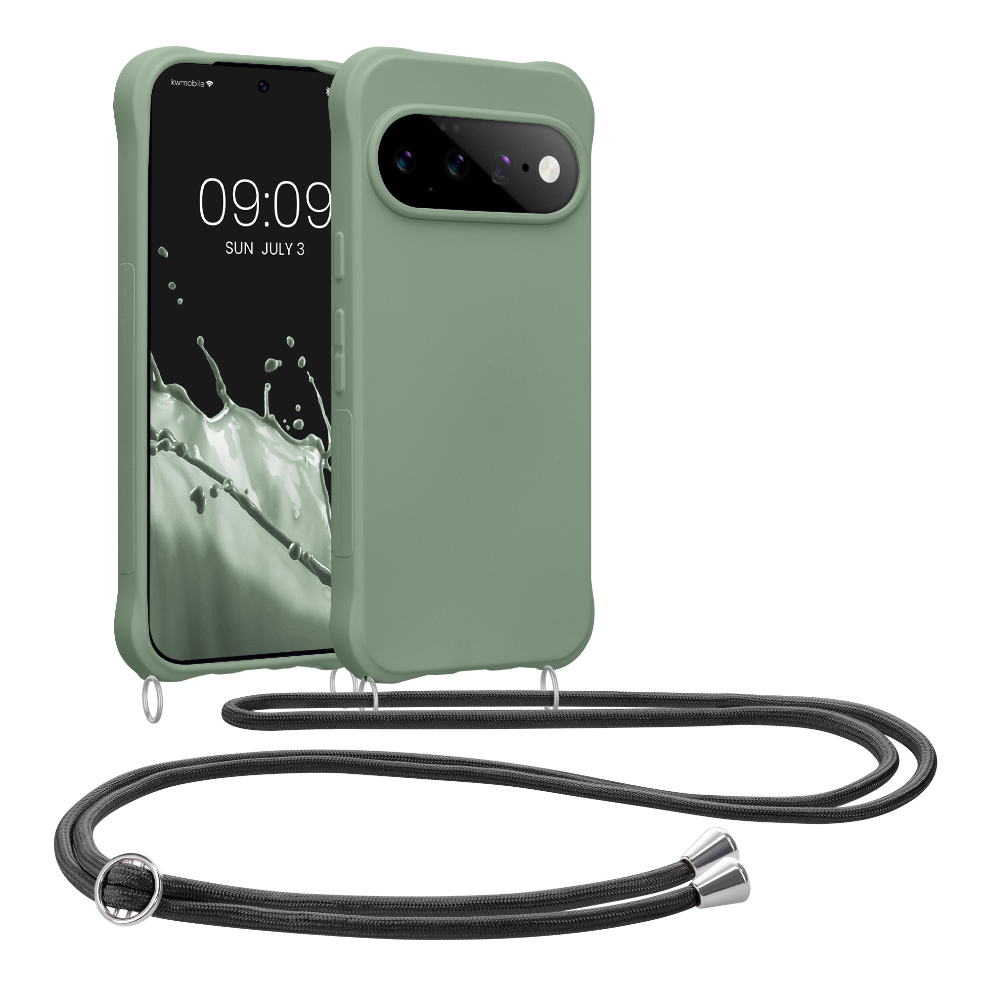 Pouzdro s popruhem (crossbody) pro Google Pixel 11 Pro XL kwmobile silikonové - šedozelená