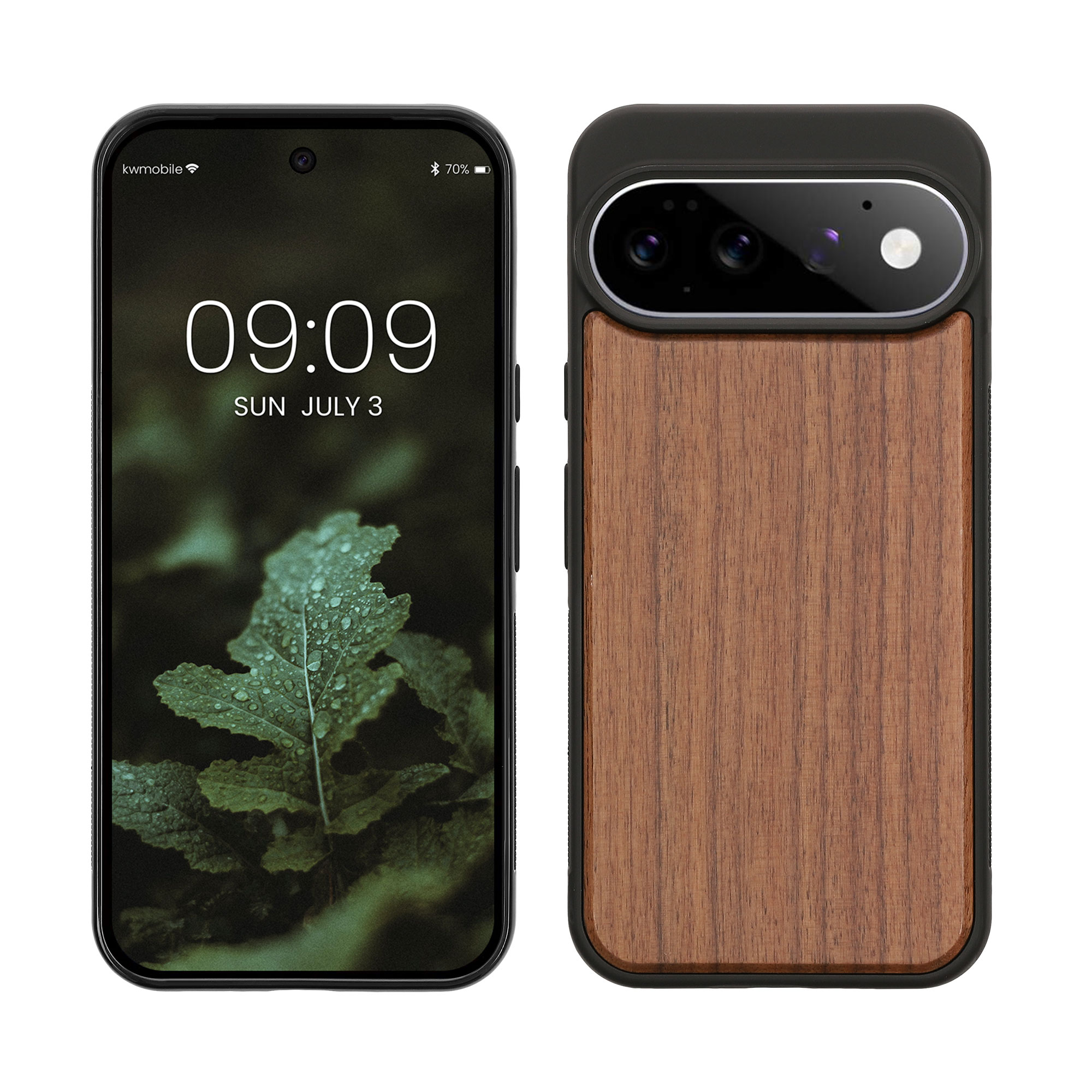 Dřevěné pouzdro pro Google Pixel 11 Pro kwmobile - tvrdý obal v tmavě hnědé barvě