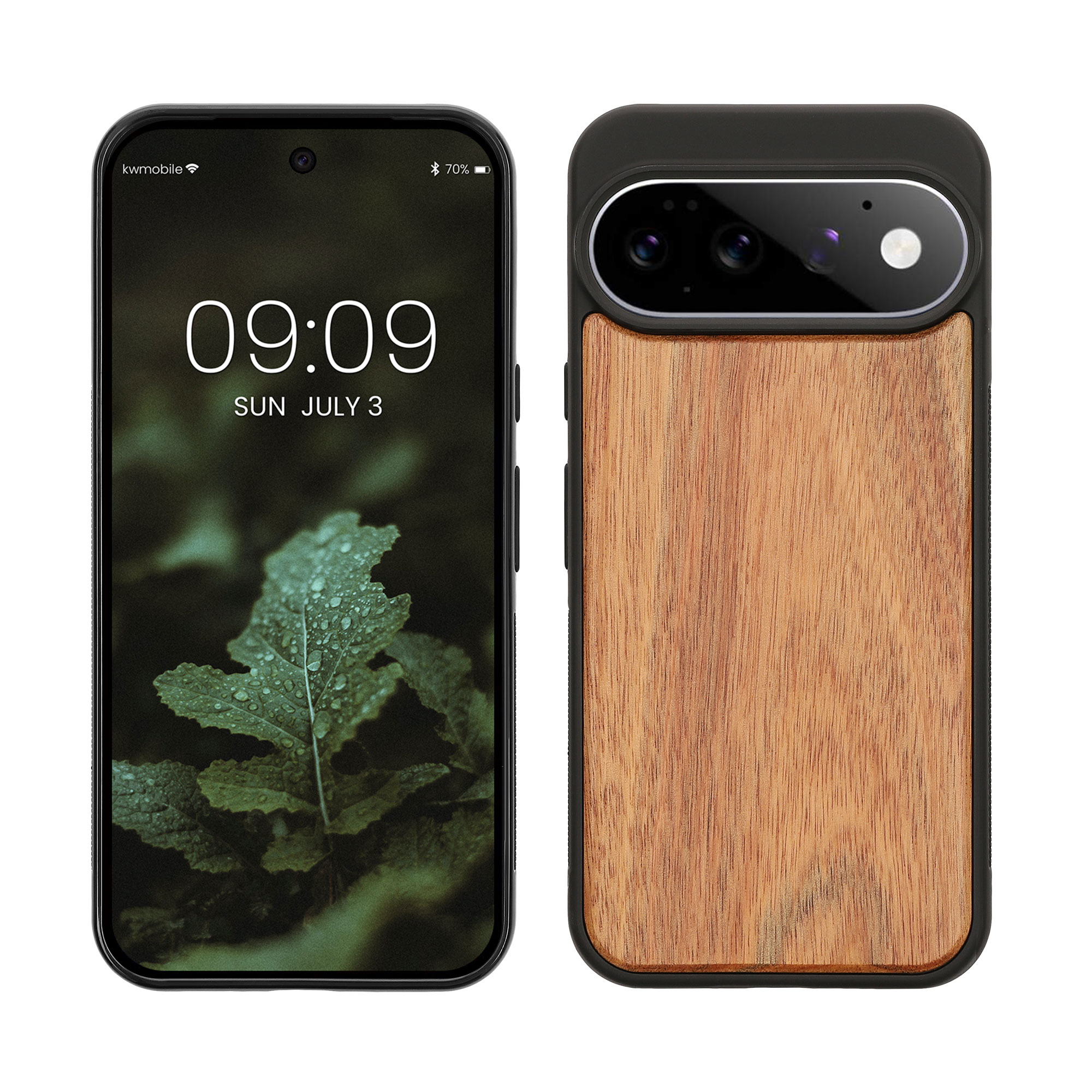 Dřevěné pouzdro pro Google Pixel 11 Pro kwmobile - tvrdý obal vintage hnědá / hnědá