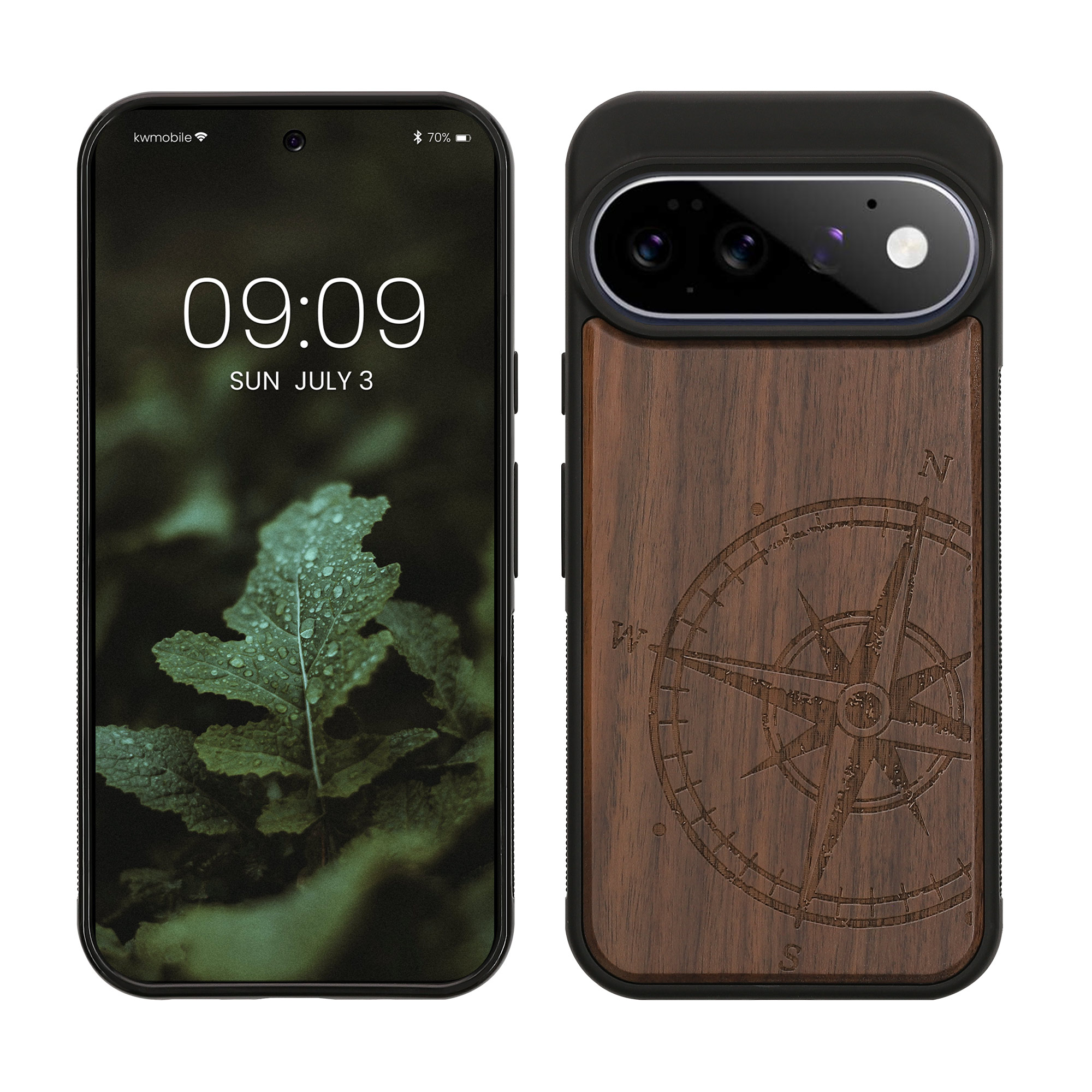Dřevěné pouzdro pro Google Pixel 11 Pro kwmobile - tvrdý obal v tmavě hnědé barvě