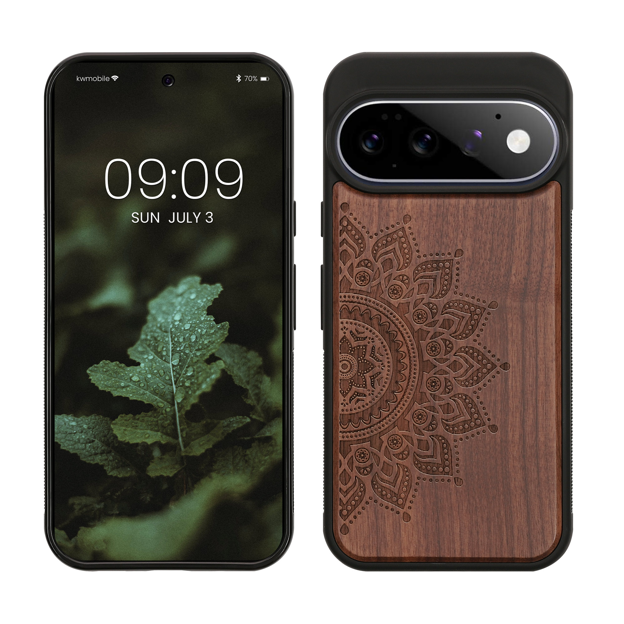 Dřevěné pouzdro pro Google Pixel 11 Pro kwmobile - tvrdý obal v tmavě hnědé barvě