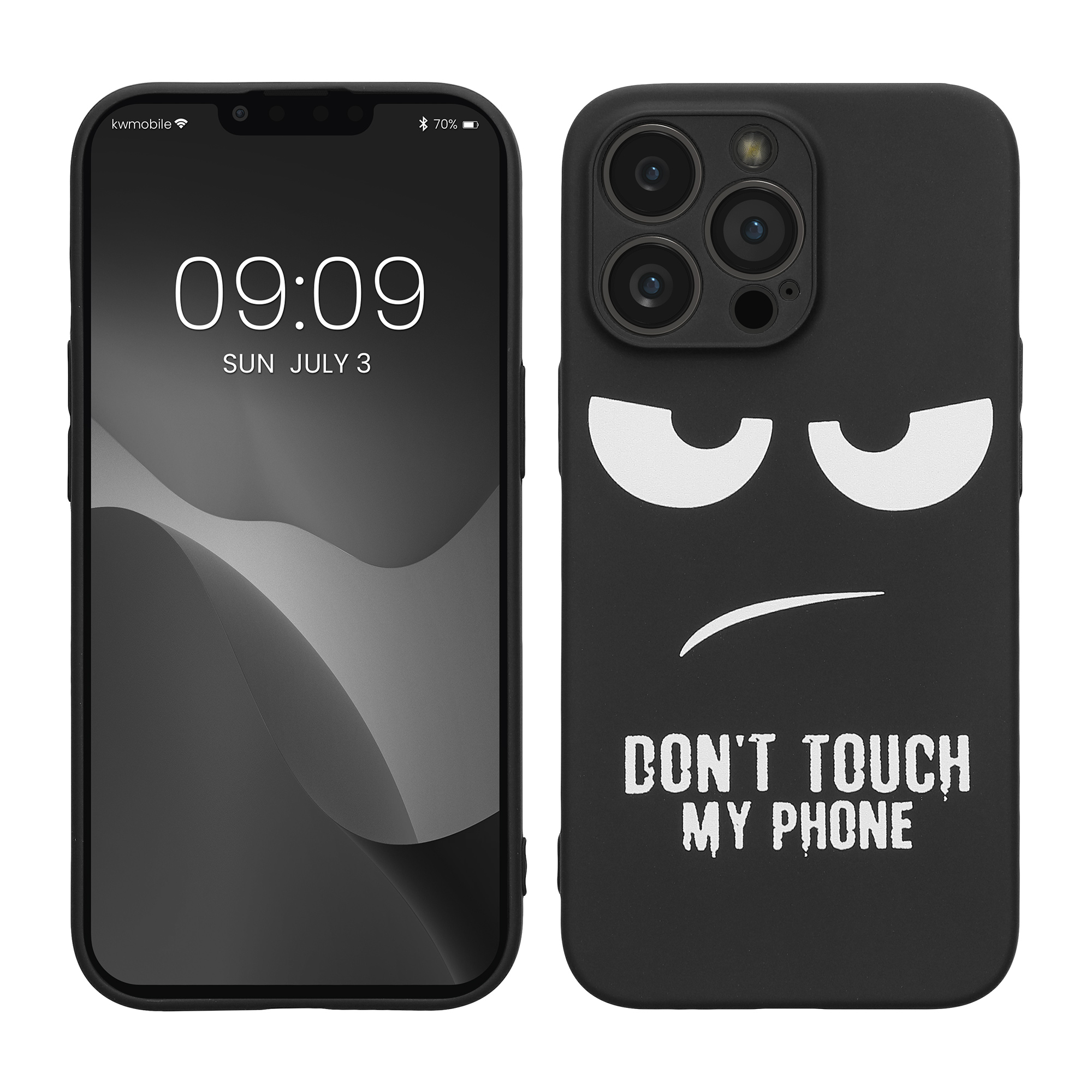 TPU silikonové pouzdro pro Apple iPhone 13 Pro kwmobile - bílá „nesahej na můj telefon“ / černá