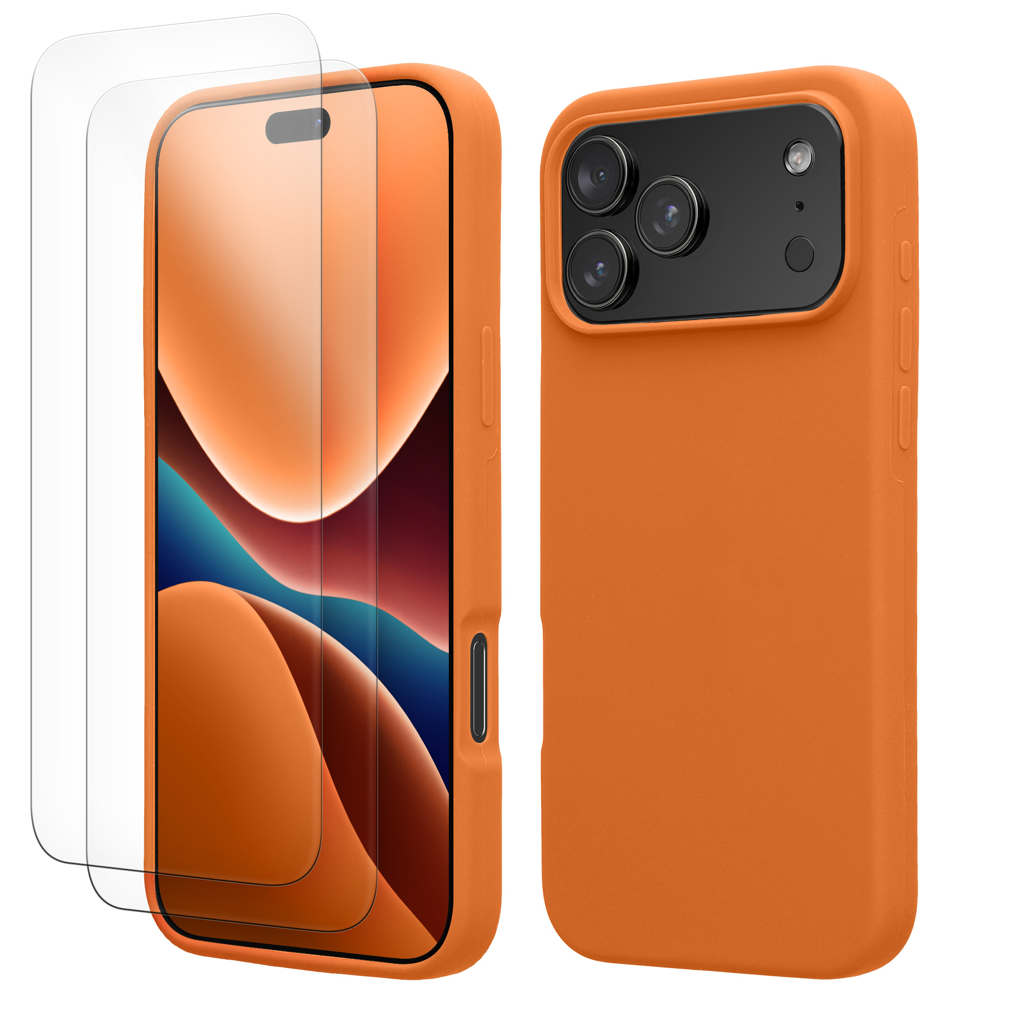 Pouzdro pro Apple iPhone 18 Pro Max / iPhone 17 Pro Max se 2 tvrzenými ochrannými skly kwmobile - ovocná oranžová