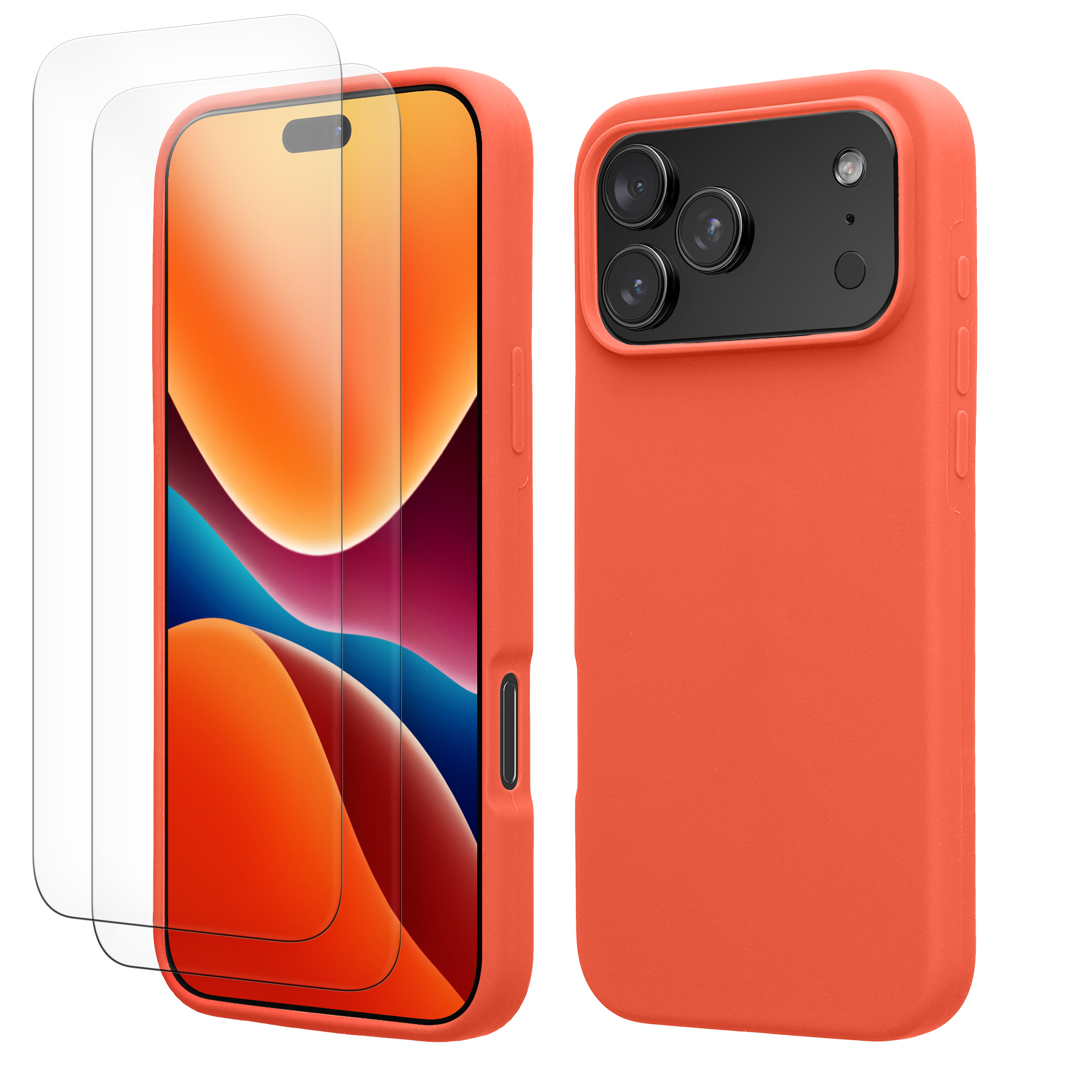 Kryt s tvrzeným sklem na mobil Apple iPhone 18 Pro Max a další - kwmobile, sytý korálový