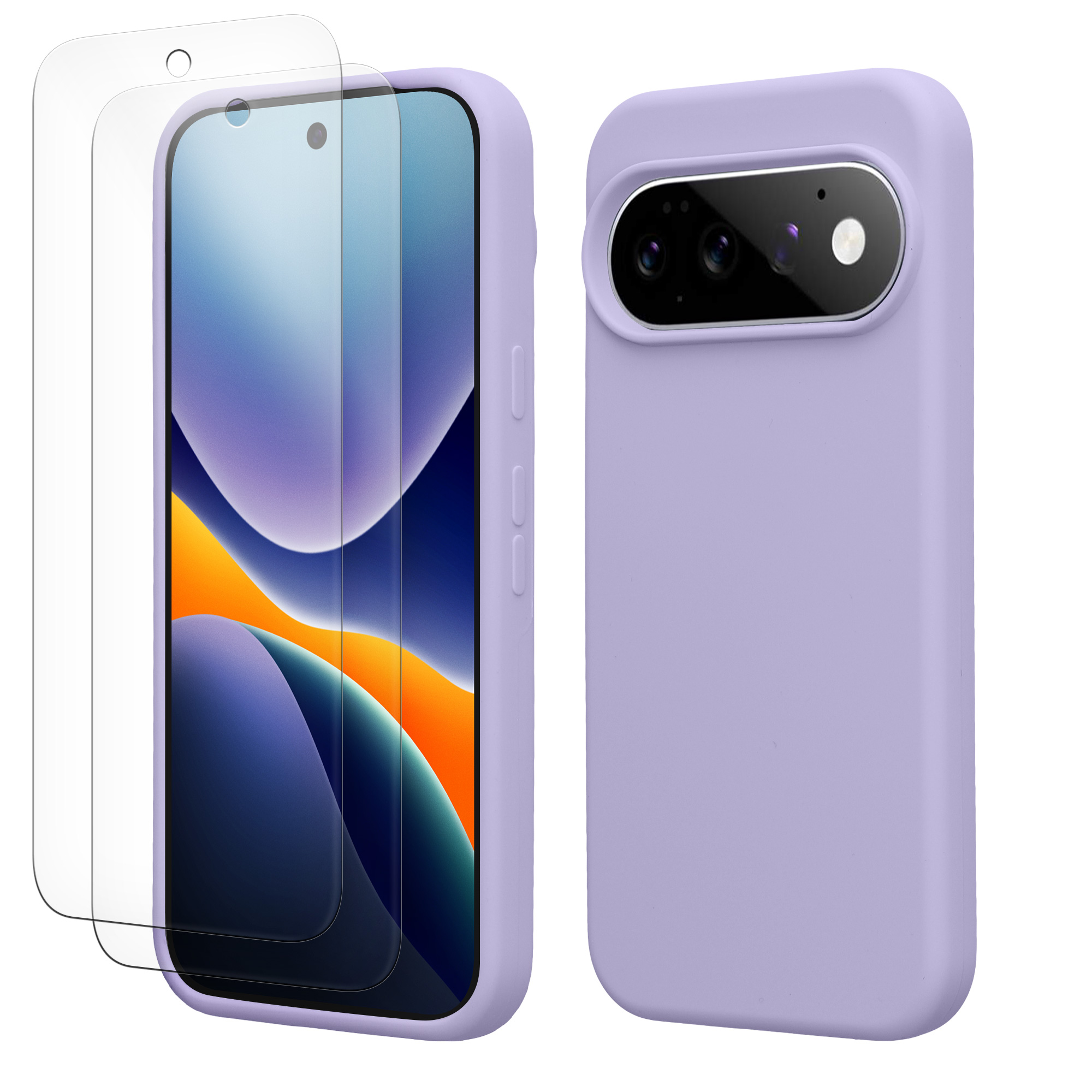 Pouzdro pro Google Pixel 11 / Pixel 11 Pro se 2 tvrzenými ochrannými skly kwmobile - levandulová