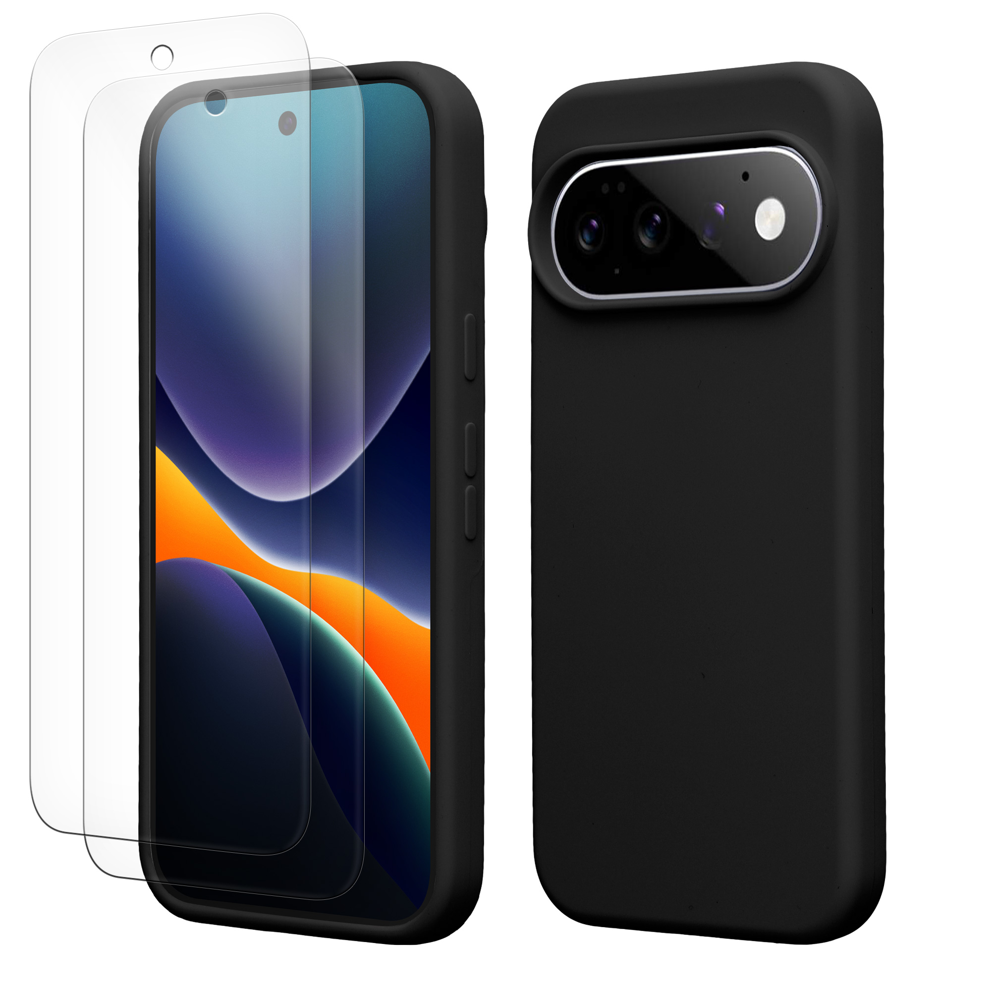 Pouzdro pro Google Pixel 11 Pro XL se 2 tvrzenými ochrannými skly kwmobile - černá