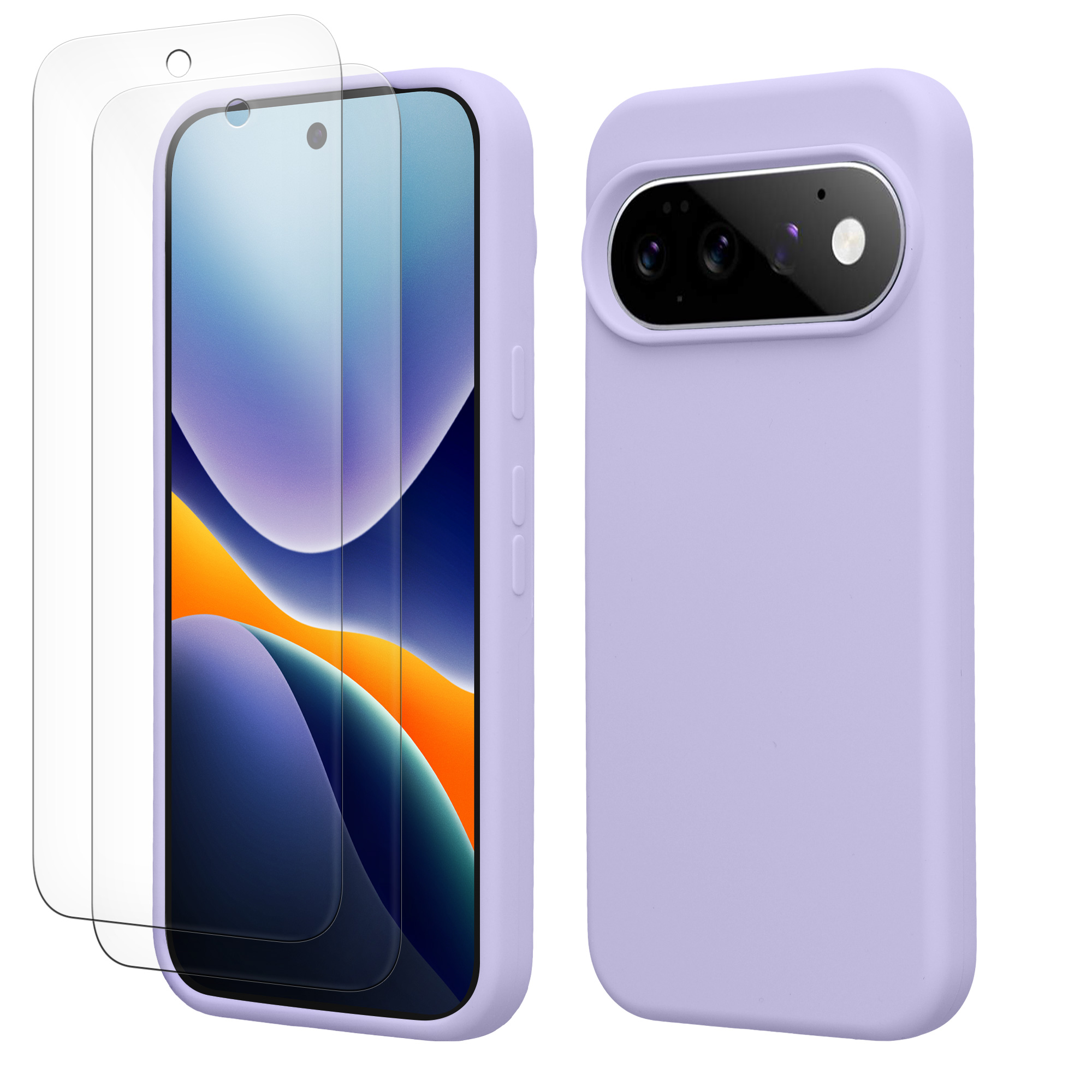 Pouzdro pro Google Pixel 11 Pro XL se 2 tvrzenými ochrannými skly kwmobile - levandulová