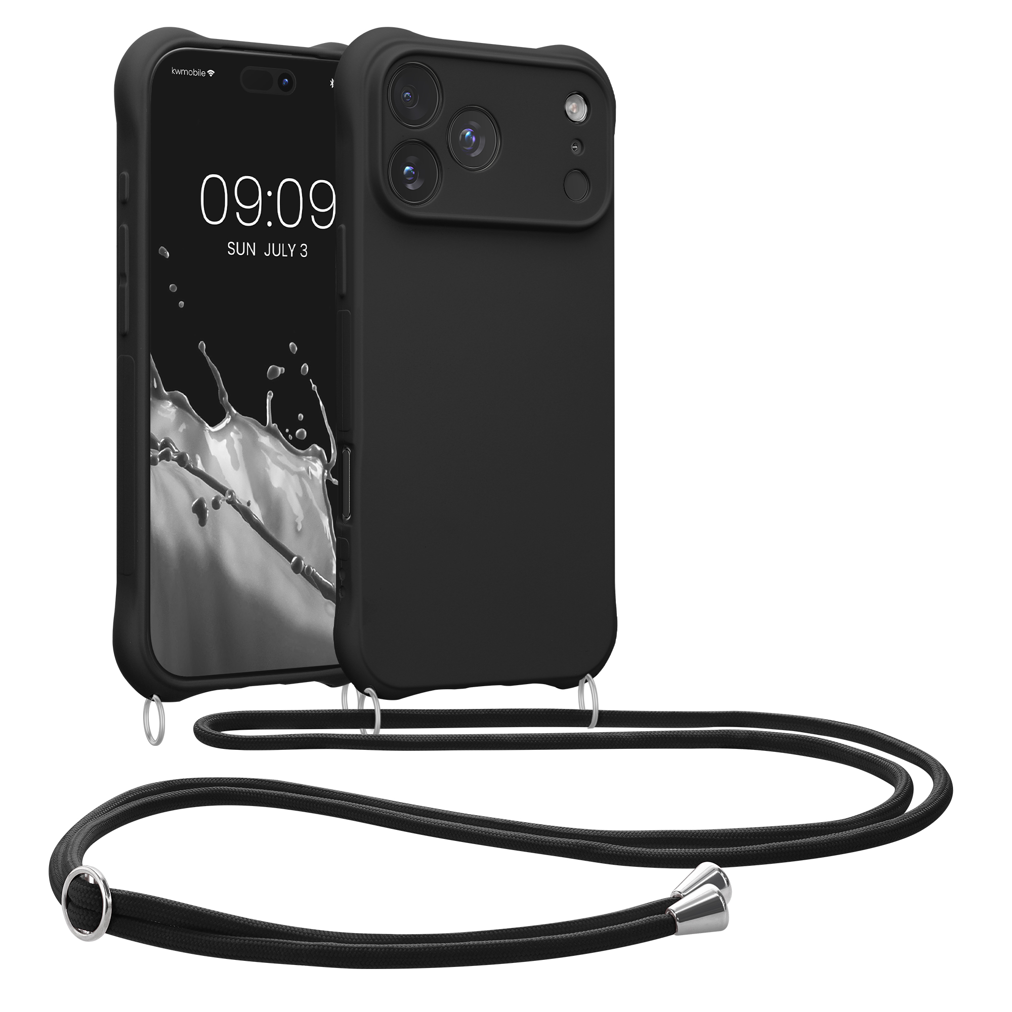 Pouzdro s popruhem (crossbody) pro Apple iPhone 18 Pro Max / iPhone 17 Pro Max kwmobile silikonové - černá