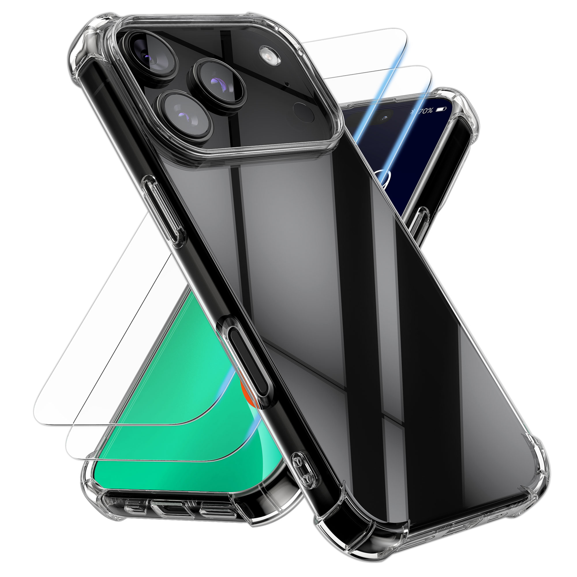 Čirý TPU kryt pro Apple iPhone 18 Pro Max / 17 Pro Max + 2 ochranná skla kwmobile ‑ čirá
