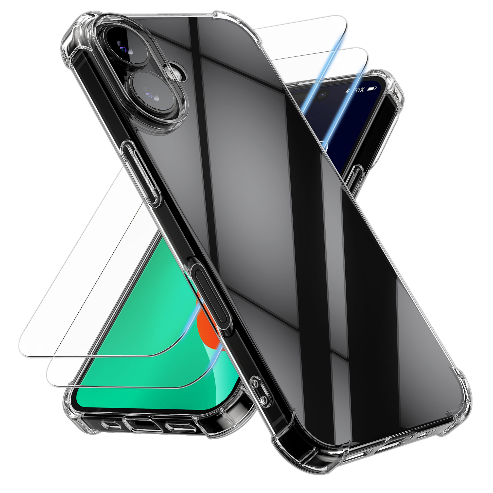 Čirý TPU kryt pro Apple iPhone 17 + 2 tvrzená ochranná skla na displej kwmobile ‑ čirá