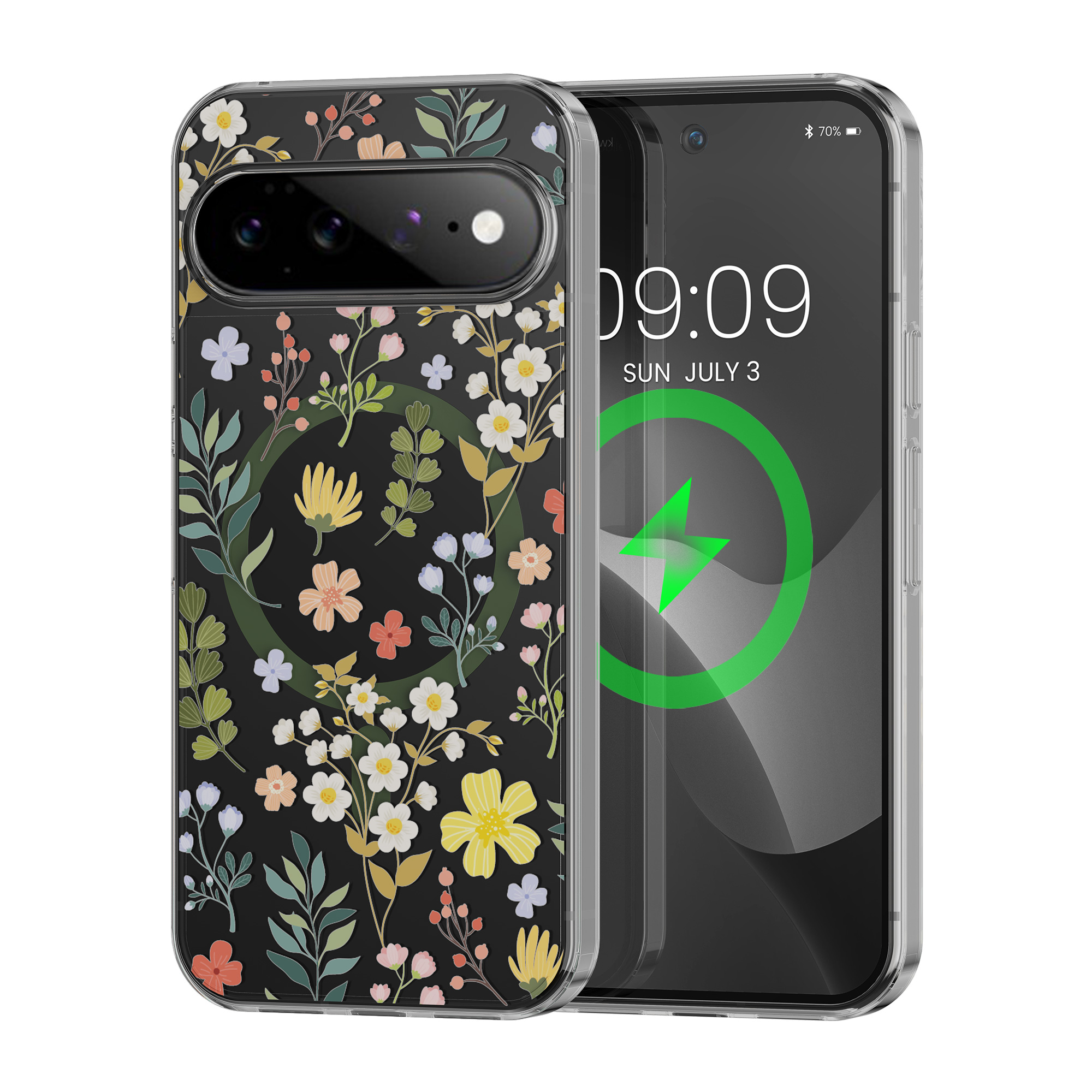 Čiré pouzdro na telefon pro Google Pixel 11 kwmobile MagSafe TPU - motiv okouzlující květiny