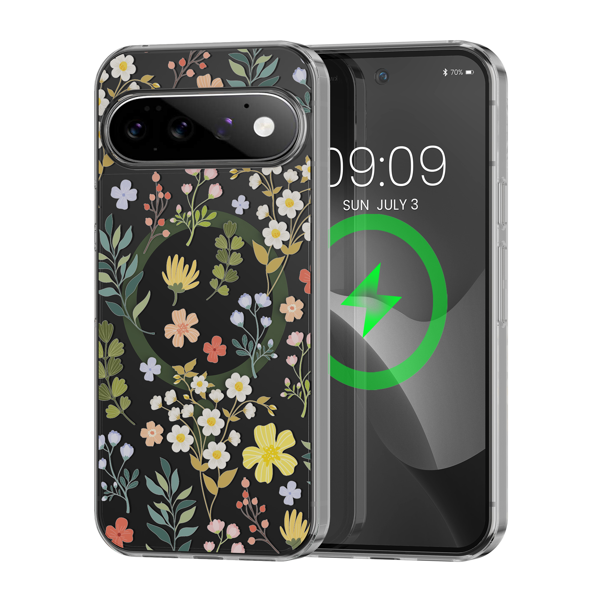 Čiré pouzdro na telefon pro Google Pixel 11 Pro kwmobile MagSafe TPU - motiv okouzlující květiny