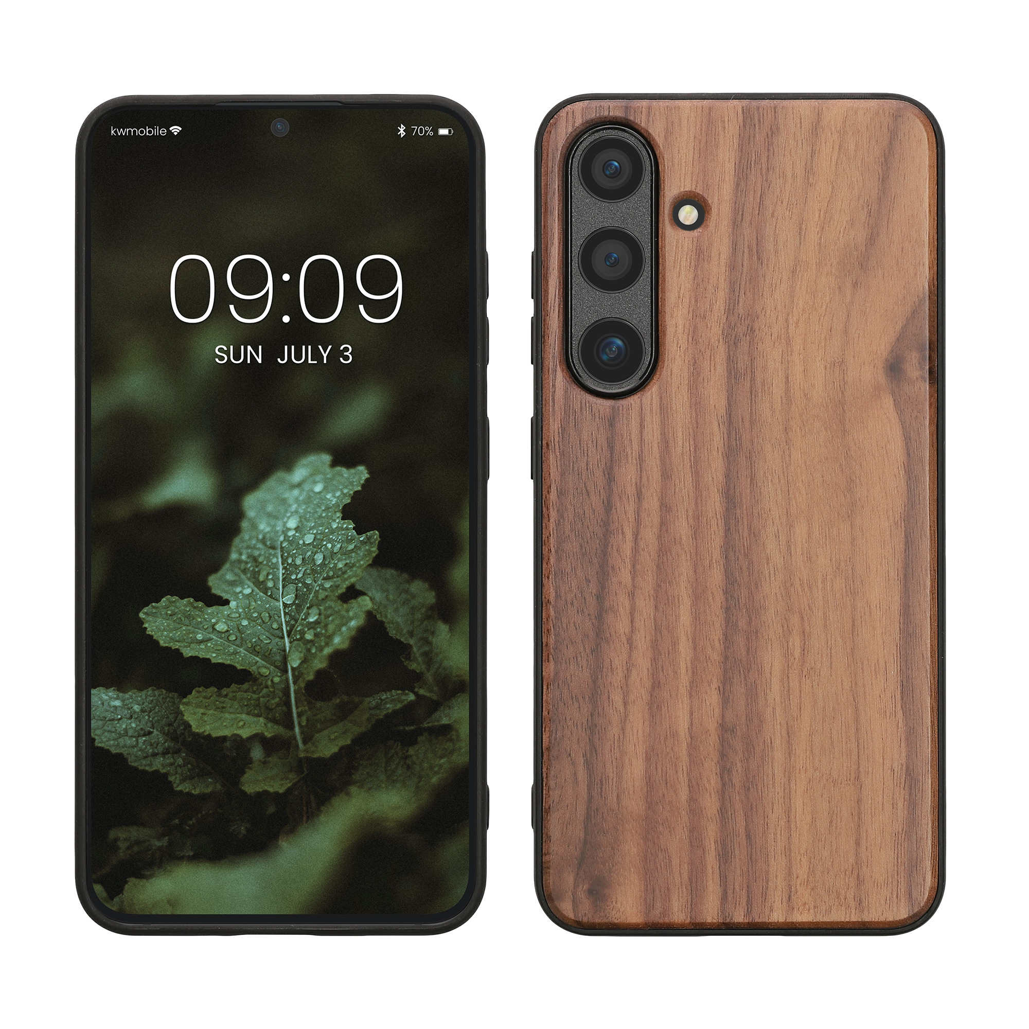 Dřevěný kryt na mobil Galaxy S24 kwmobile tmavě hnědý