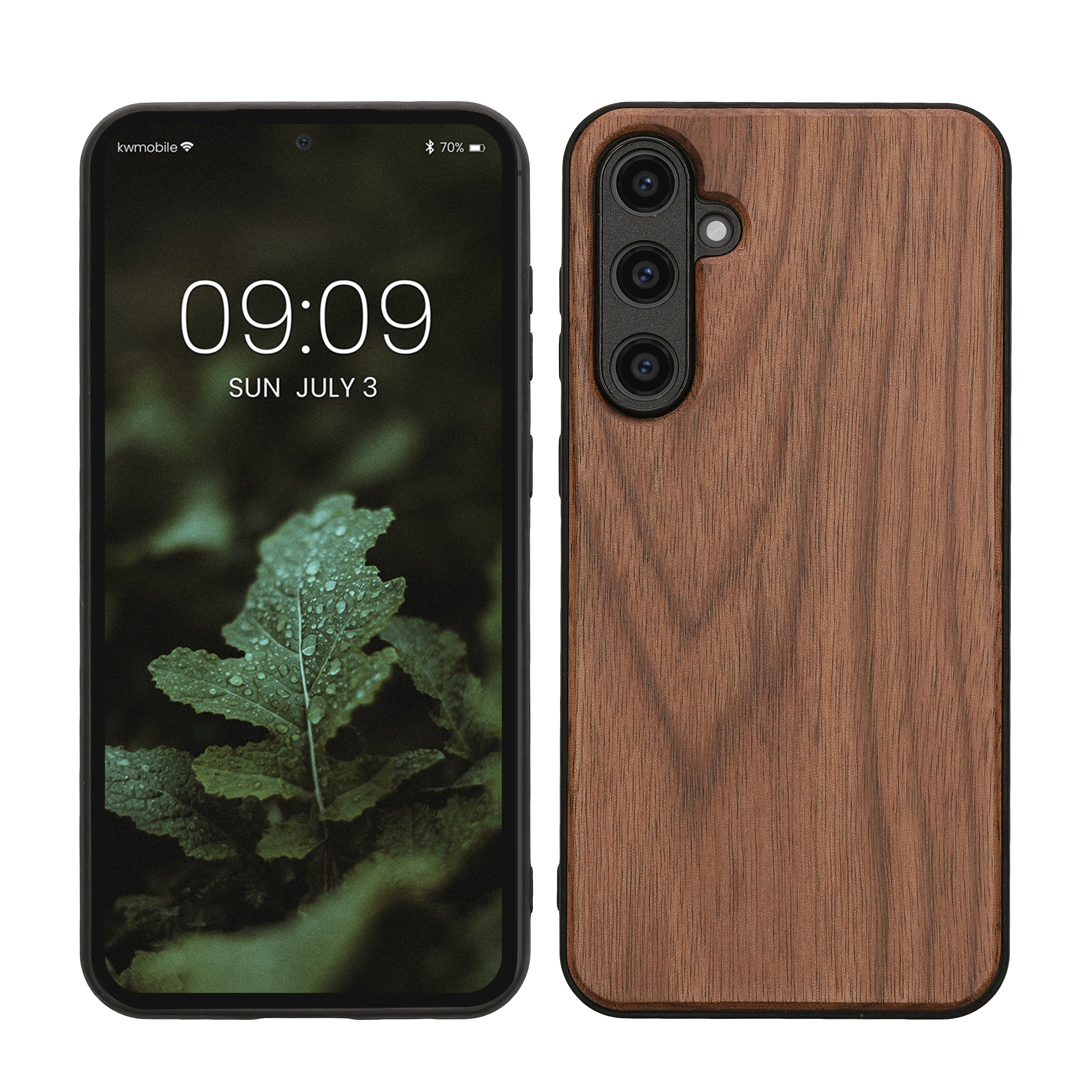 Dřevěný kryt na mobil Galaxy S23 FE kwmobile tmavě hnědý