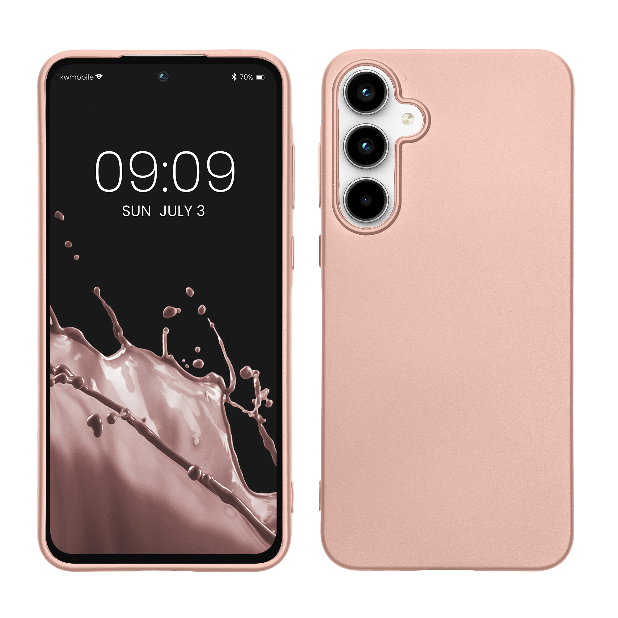 Kryt na mobil Samsung Galaxy A55 5G kwmobile TPU metalický Metalická růžová zlatá