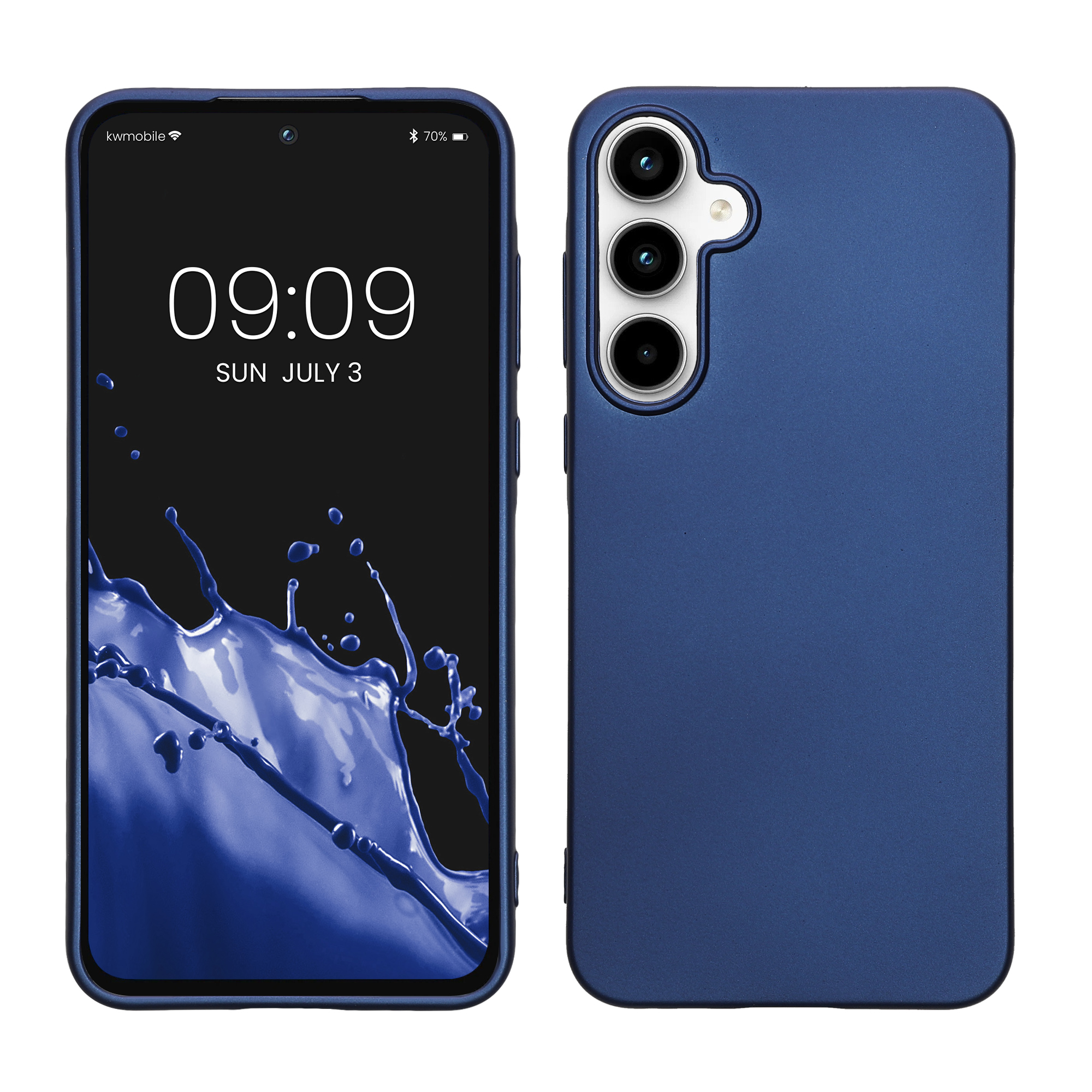 Kryt na mobil Samsung Galaxy A55 5G kwmobile TPU metalický Metalická modrá