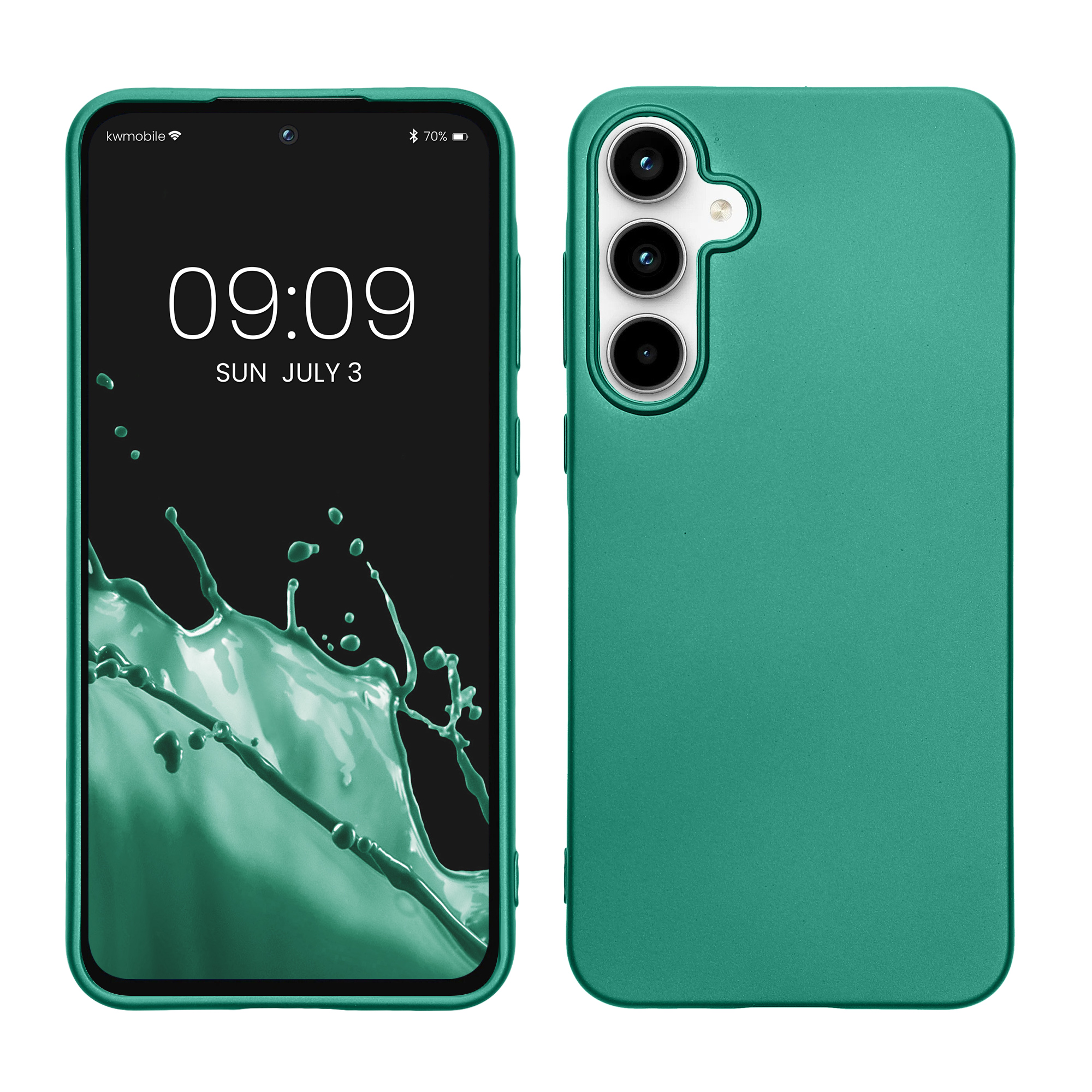 Kryt na mobil Samsung Galaxy A55 5G kwmobile TPU metalický Tmavě metalická zelená