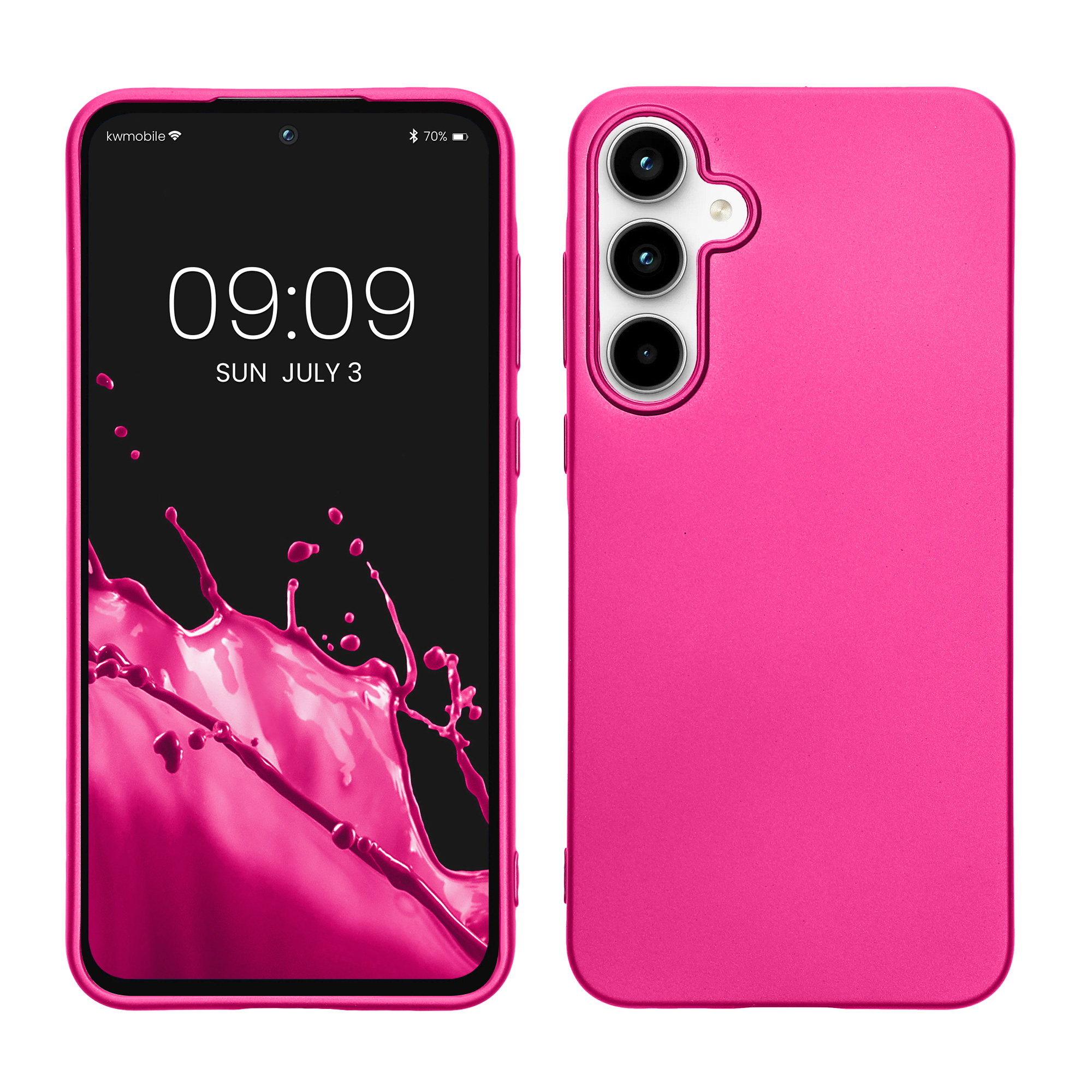 Kryt na mobil Samsung Galaxy A55 5G kwmobile TPU metalický Metalická růžová