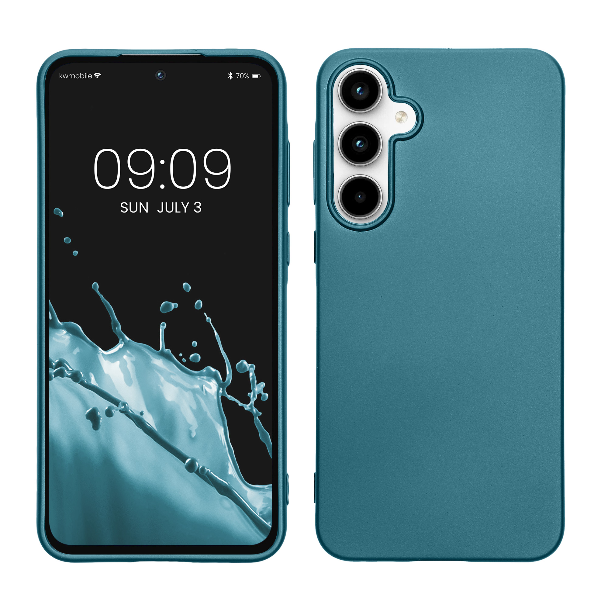 Kryt na mobil Samsung Galaxy A55 5G kwmobile TPU metalický Metalická karibská modrá